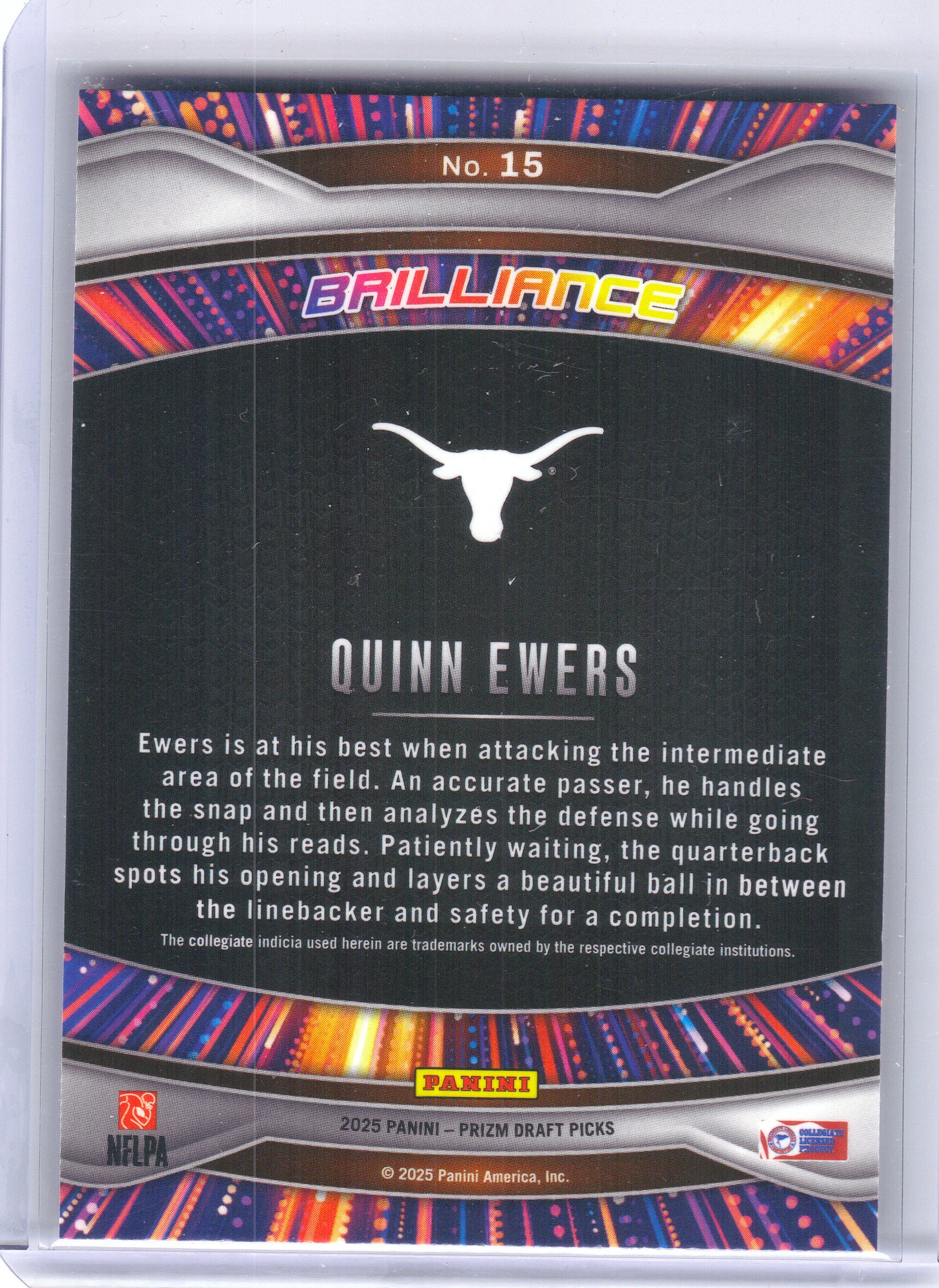 2025 Panini Prizm Draft Picks #15 Quinn Ewers Brilliance Texas Longhorns