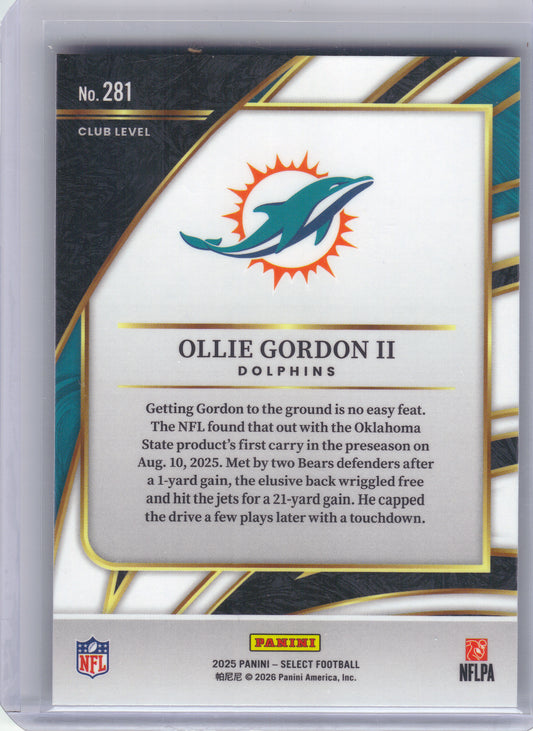2025 Panini Select #281 Ollie Gordon II Miami Dolphins