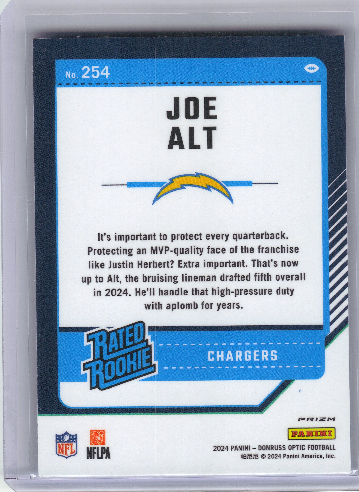 2024 Donruss Optic #254 Joe Alt Blue Hyper Los Angeles Chargers