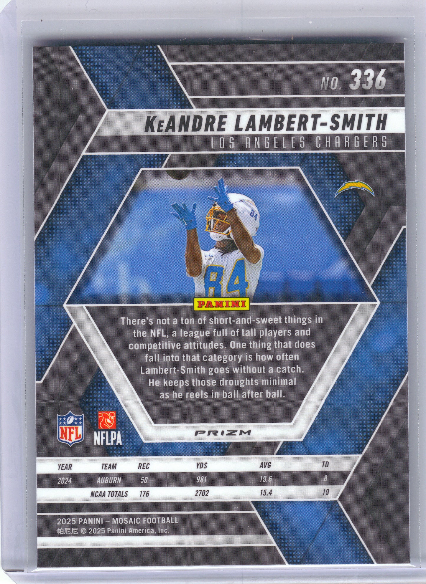 2025 Panini Mosaic #336 KeAndre Lambert-Smith Mosaic Green Los Angeles Chargers RC
