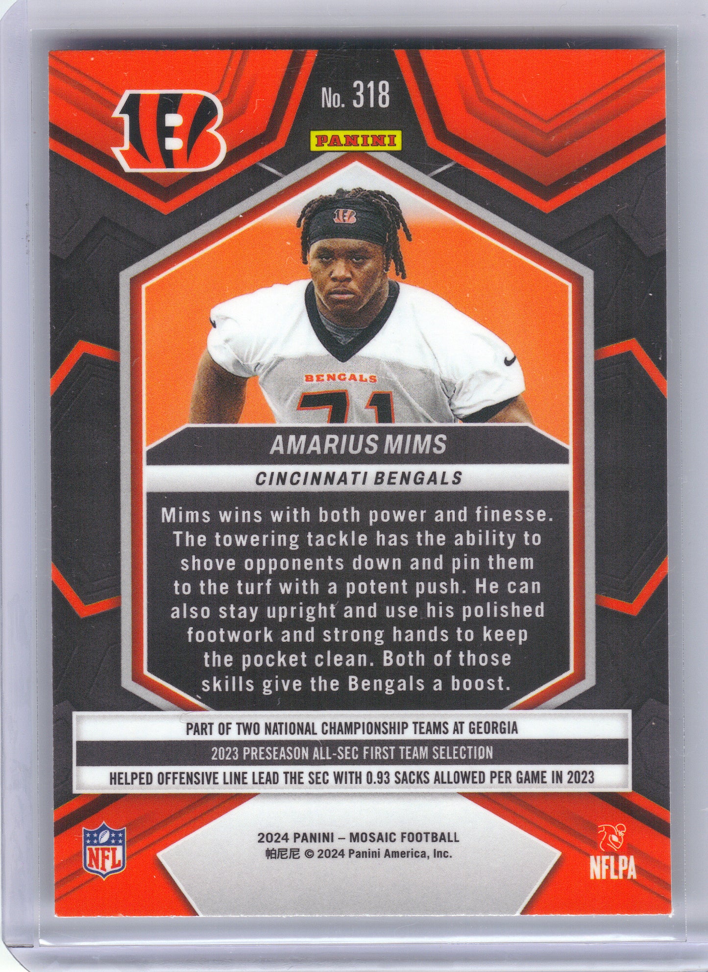 2024 Panini Mosaic #318 Amarius Mims Cincinnati Bengals RC