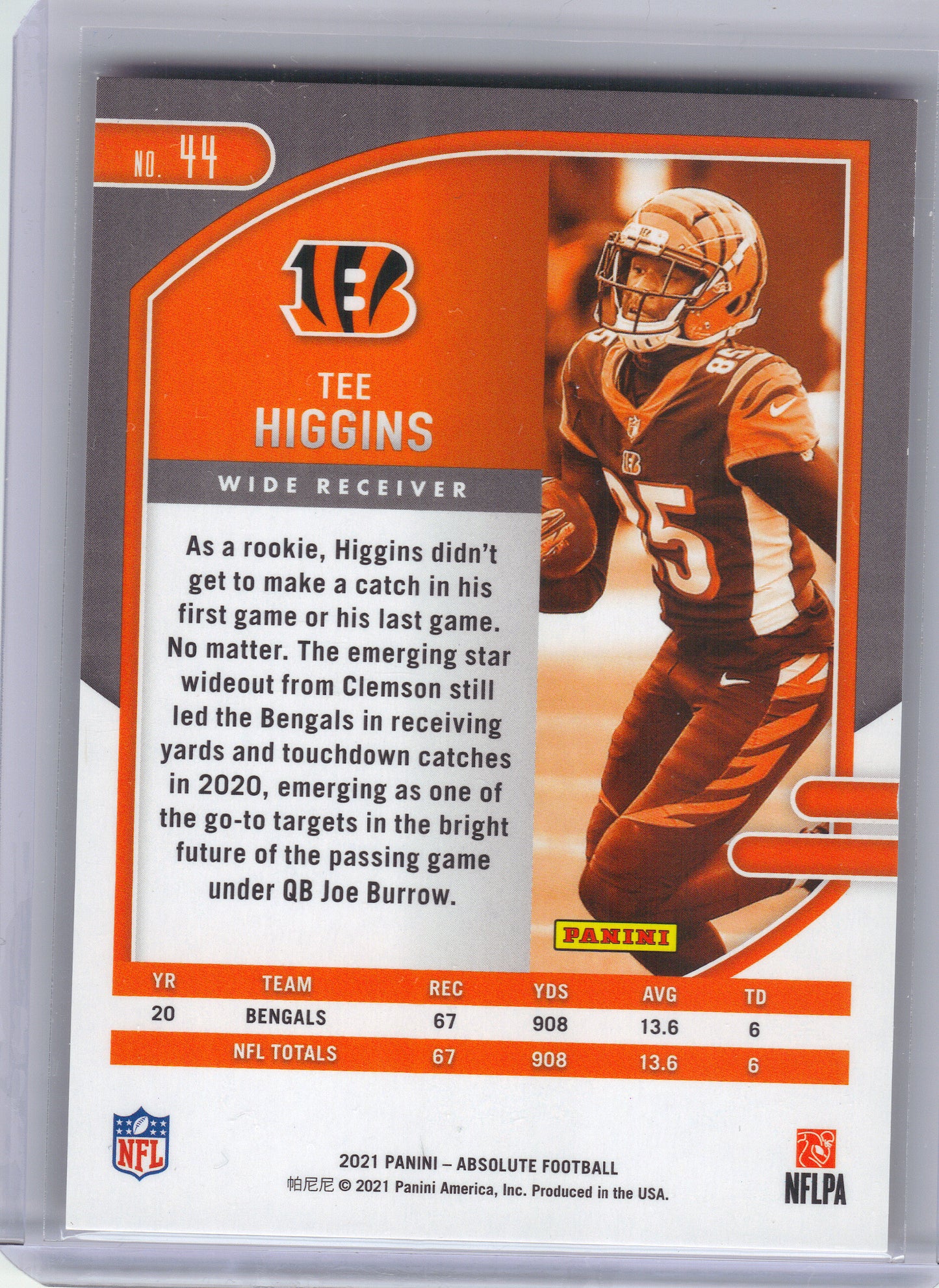 2021 Panini Absolute #44 Tee Higgins Orange Mosaic #/199 Cincinnati Bengals SN