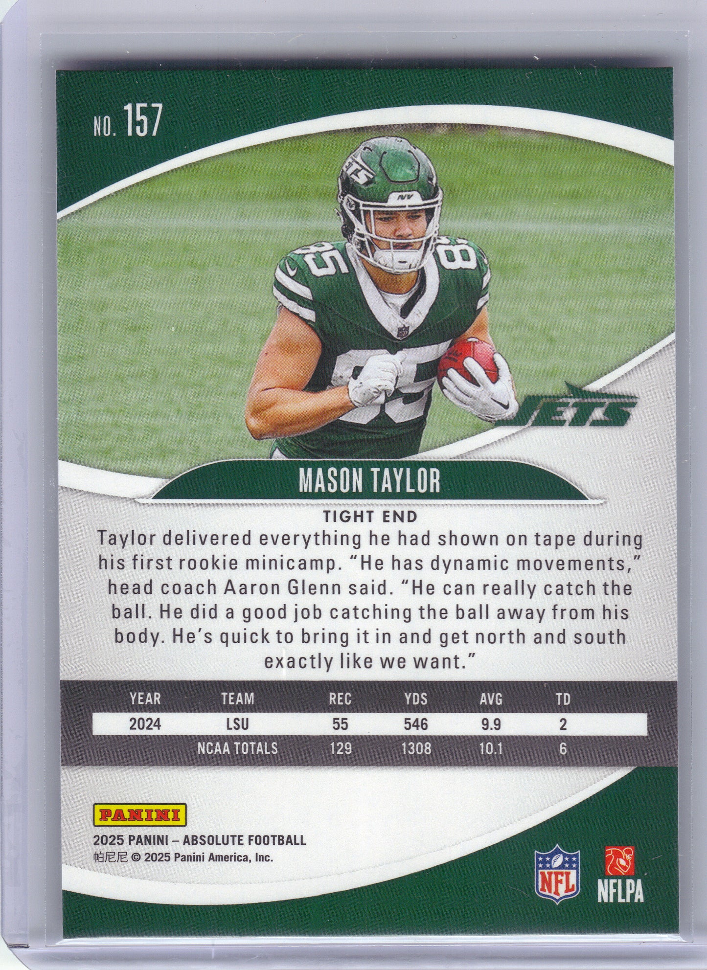 2025 Panini Absolute #157 Mason Taylor Retail New York Jets RC