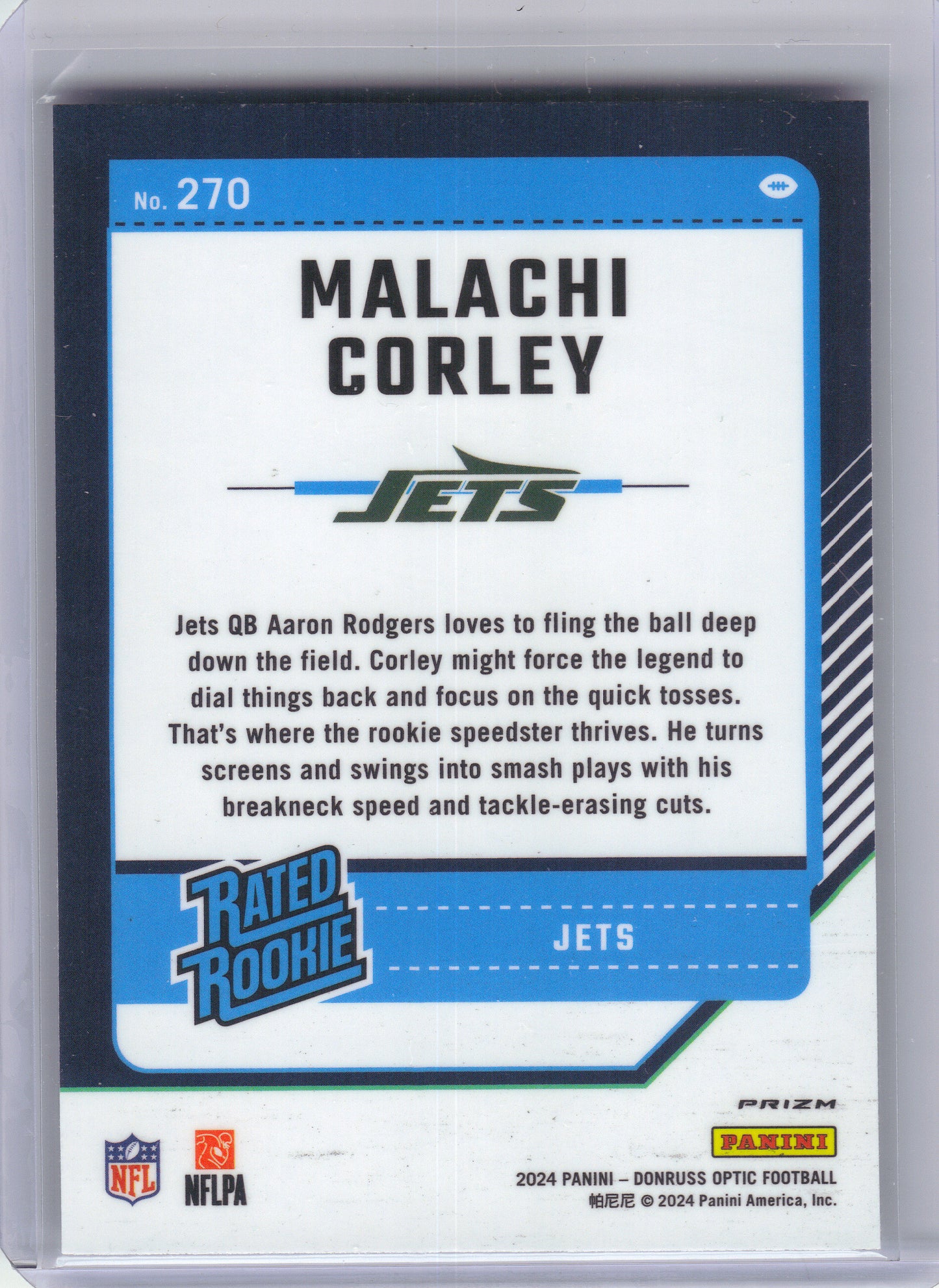 2024 Donruss Optic #270 Malachi Corley Holo New York Jets