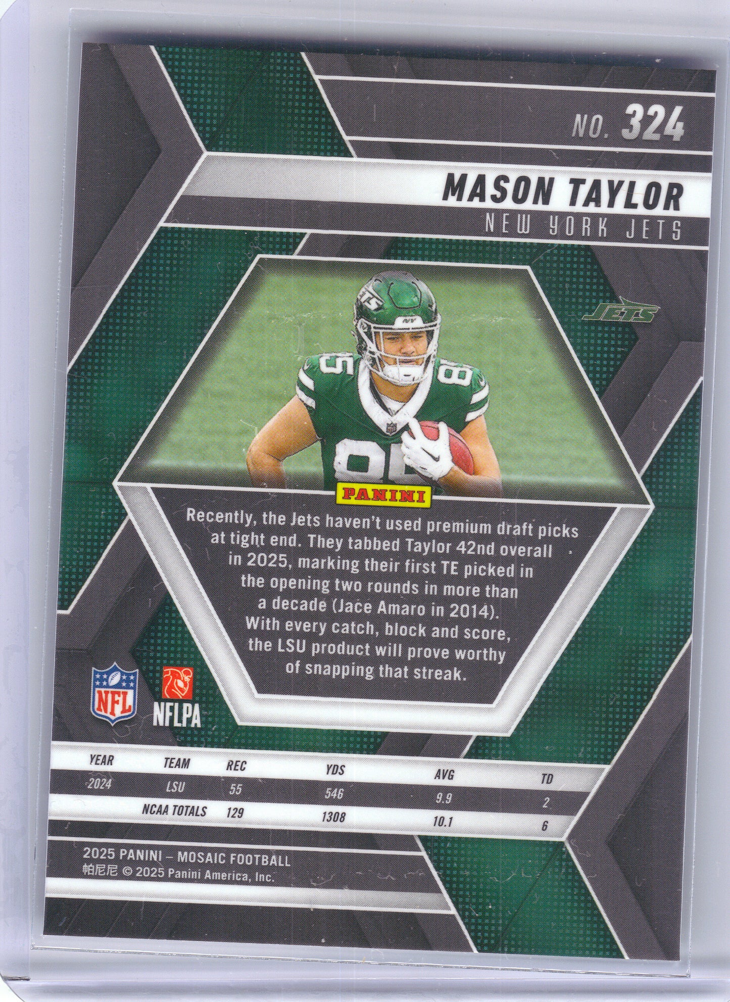 2025 Panini Mosaic #324 Mason Taylor New York Jets RC