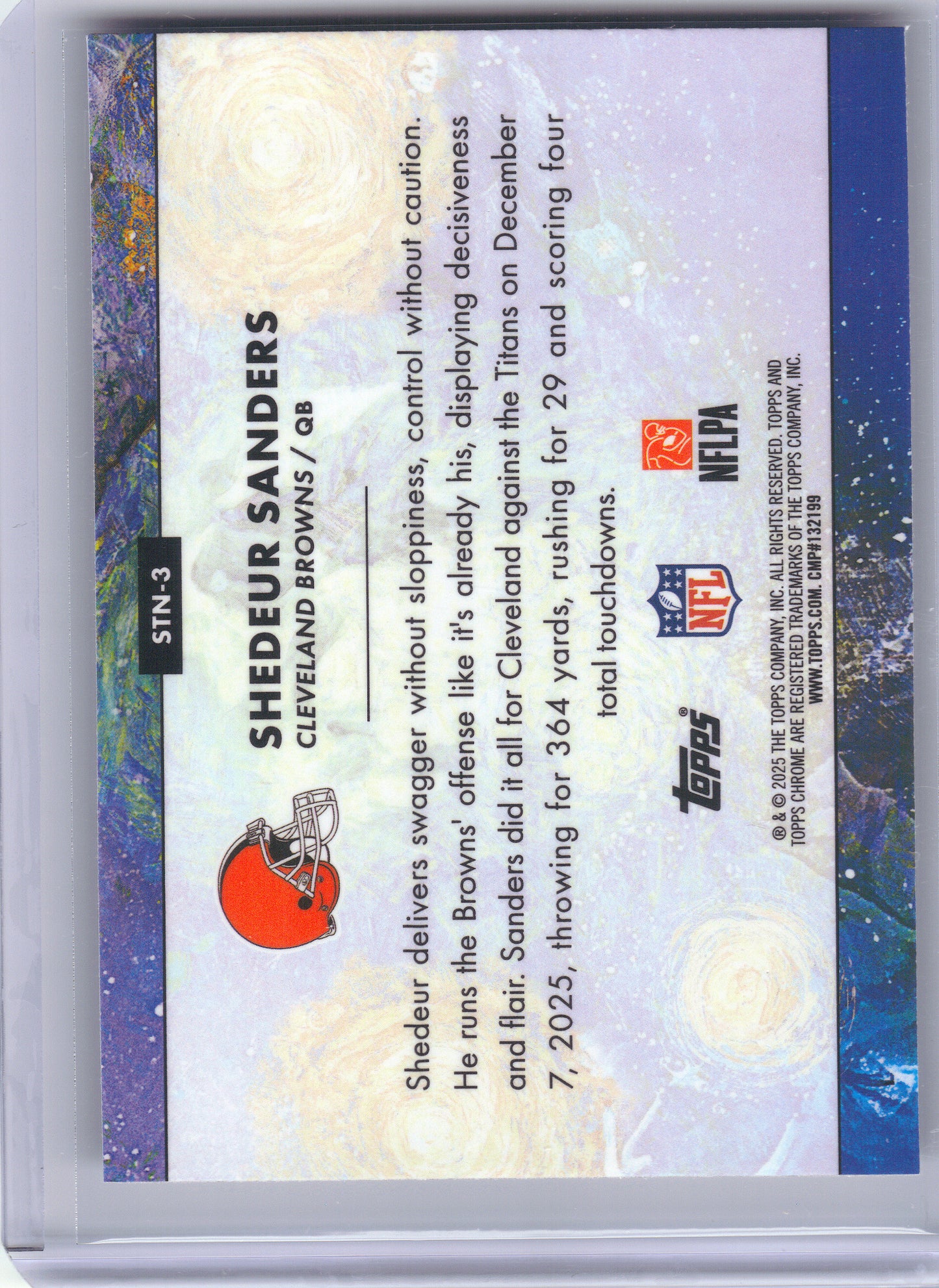 2025 Topps Chrome Cosmic #STN-3 Shedeur Sanders Stars in the Night Cleveland Browns