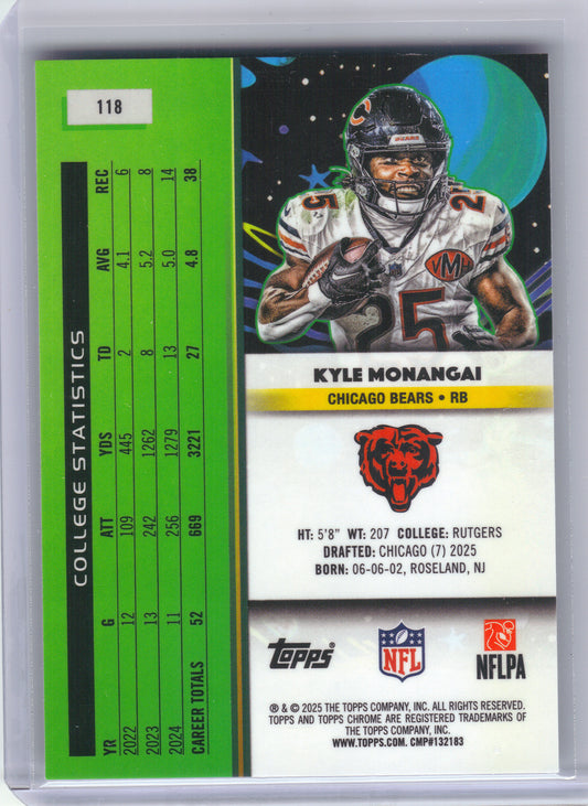 2025 Topps Chrome Cosmic #118 Kyle Monangai Chicago Bears RC