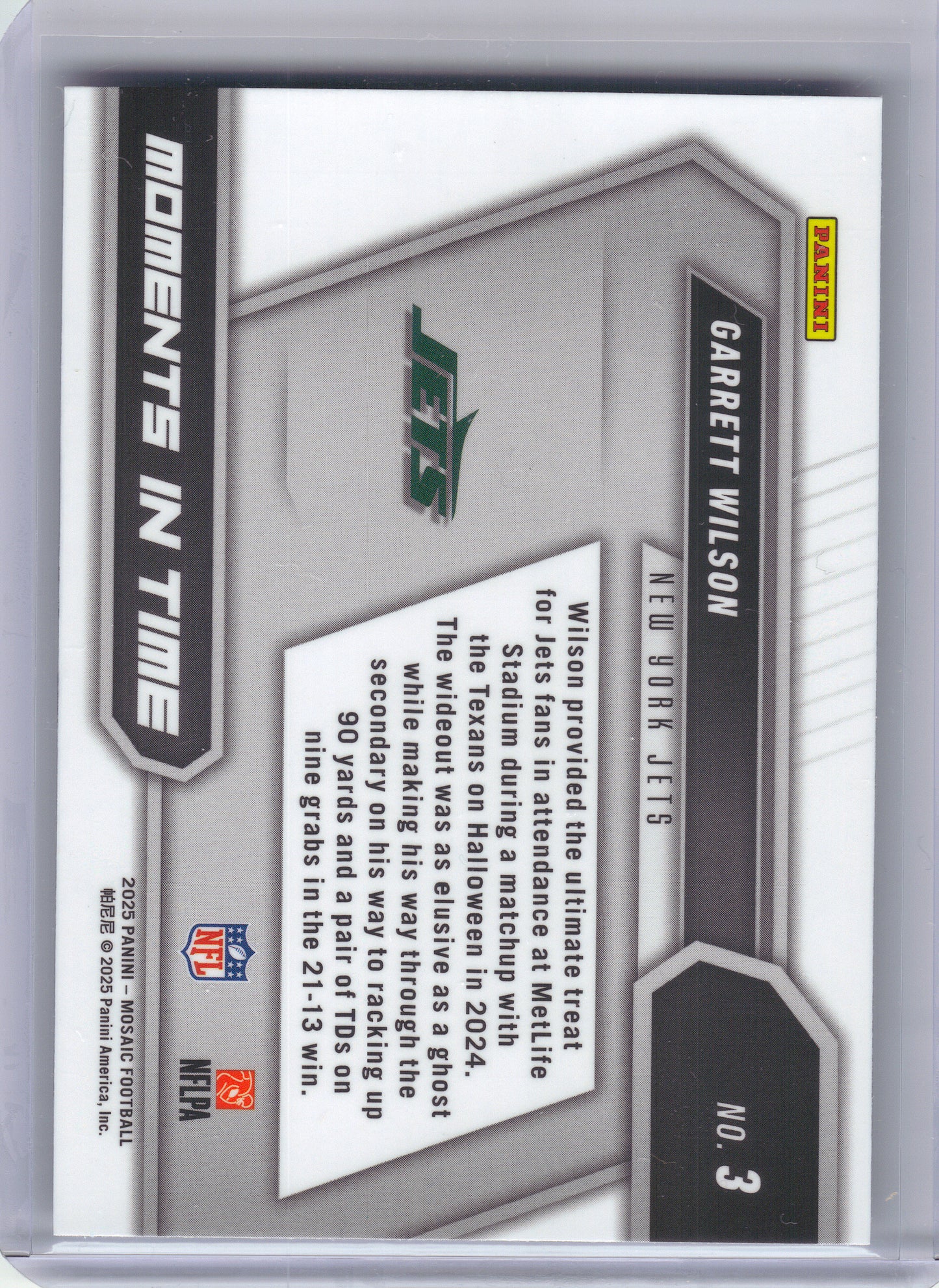 2025 Panini Mosaic #3 Garrett Wilson Moments In Time Mosaic New York Jets