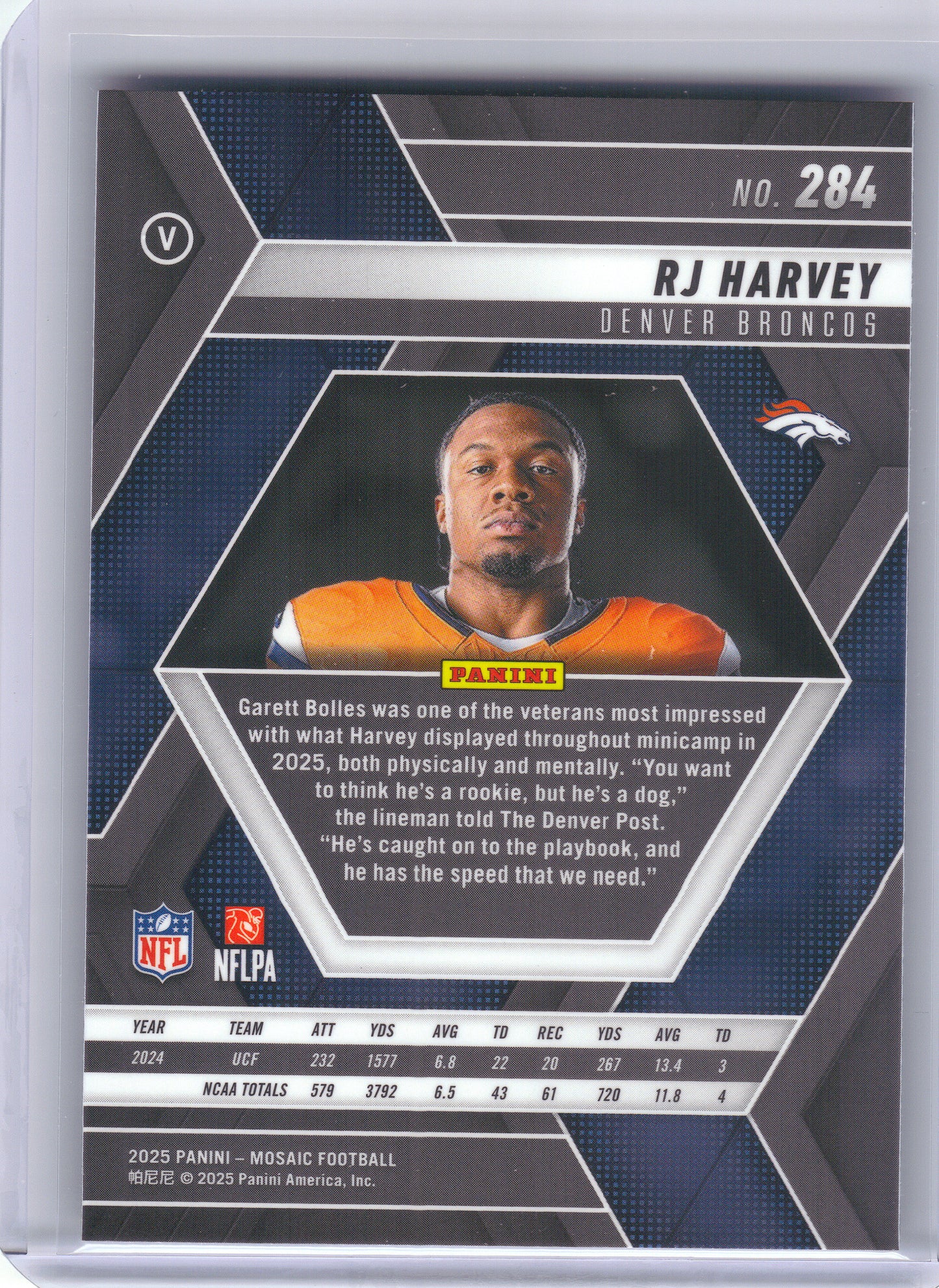 2025 Panini Mosaic #284 RJ Harvey V Denver Broncos RC