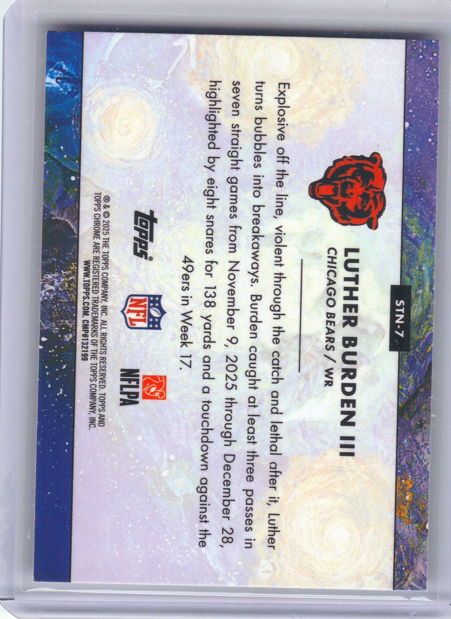 2025 Topps Chrome Cosmic #STN-7 Luther Burden III Stars in the Night Chicago Bears
