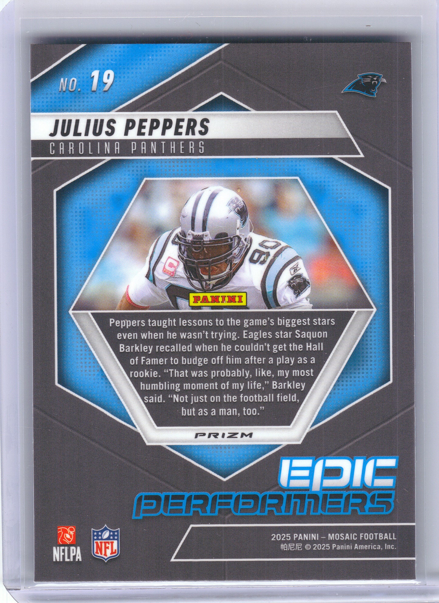 2025 Panini Mosaic #19 Julius Peppers Epic Performers Mosaic Green Carolina Panthers