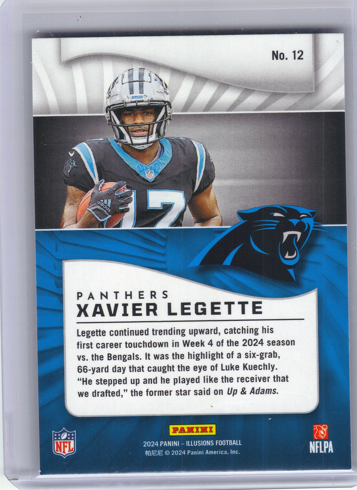 2024 Panini Illusions #12 Xavier Legette Orange Trophy Collection Carolina Panthers RC