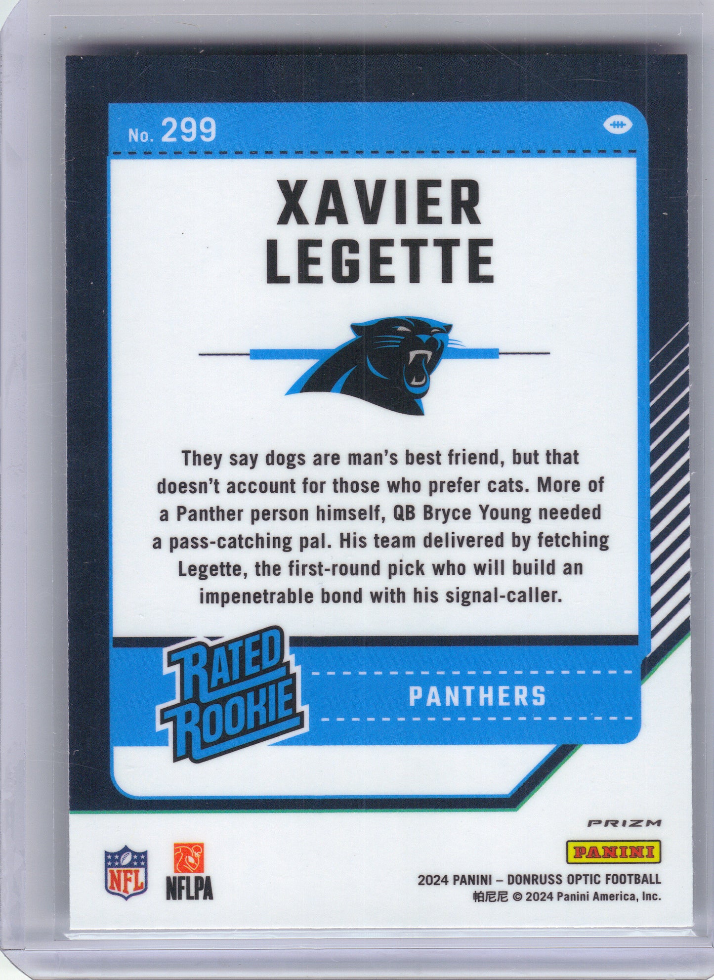 2024 Donruss Optic #299 Xavier Legette Stars Carolina Panthers