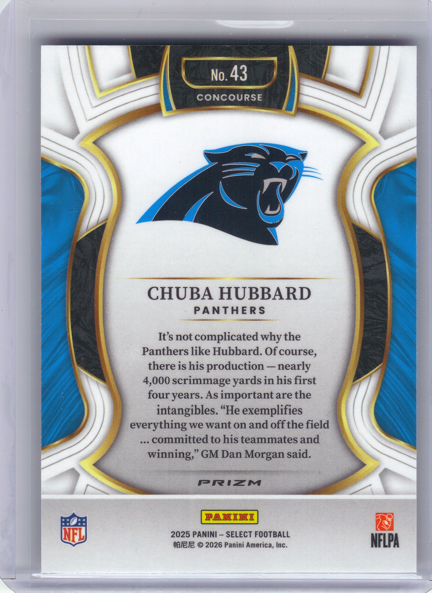 2025 Panini Select #43 Chuba Hubbard Pink Prizm Shock Carolina Panthers