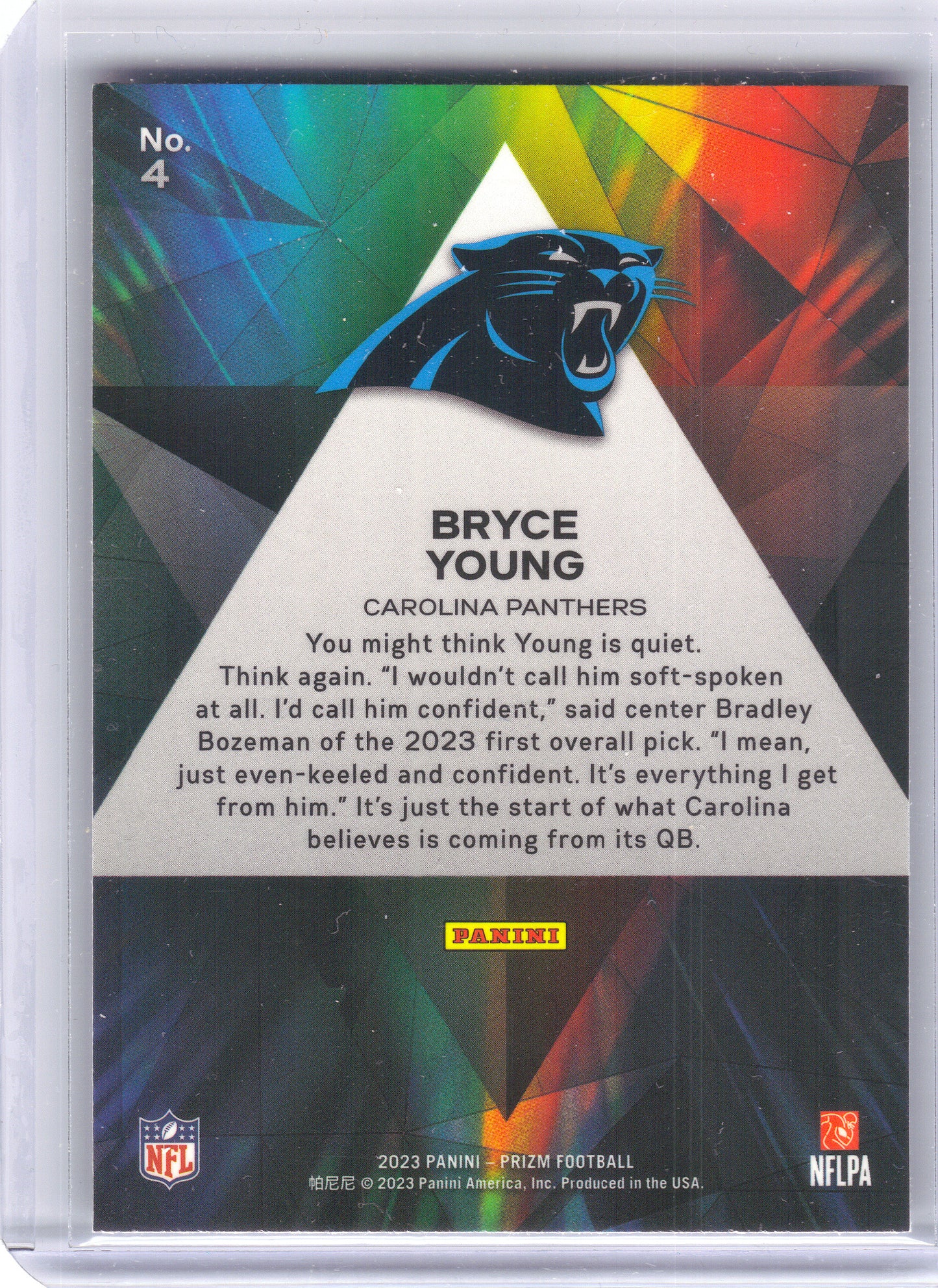 2023 Panini Prizm #4 Bryce Young Prizmatic Carolina Panthers