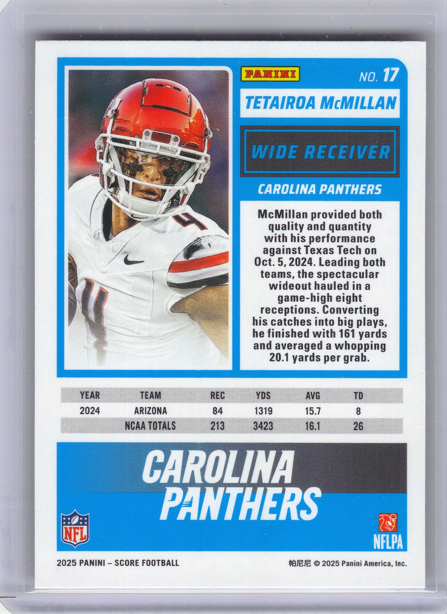 2025 Score-A-Treat #17 Tetairoa McMillan Carolina Panthers RC
