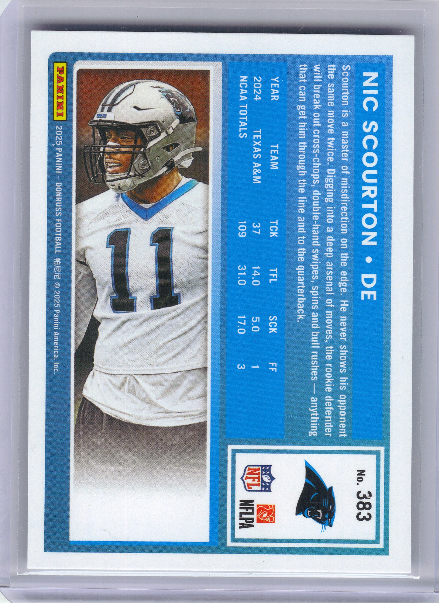2025 Donruss #383 Nic Scourton Carolina Panthers RC