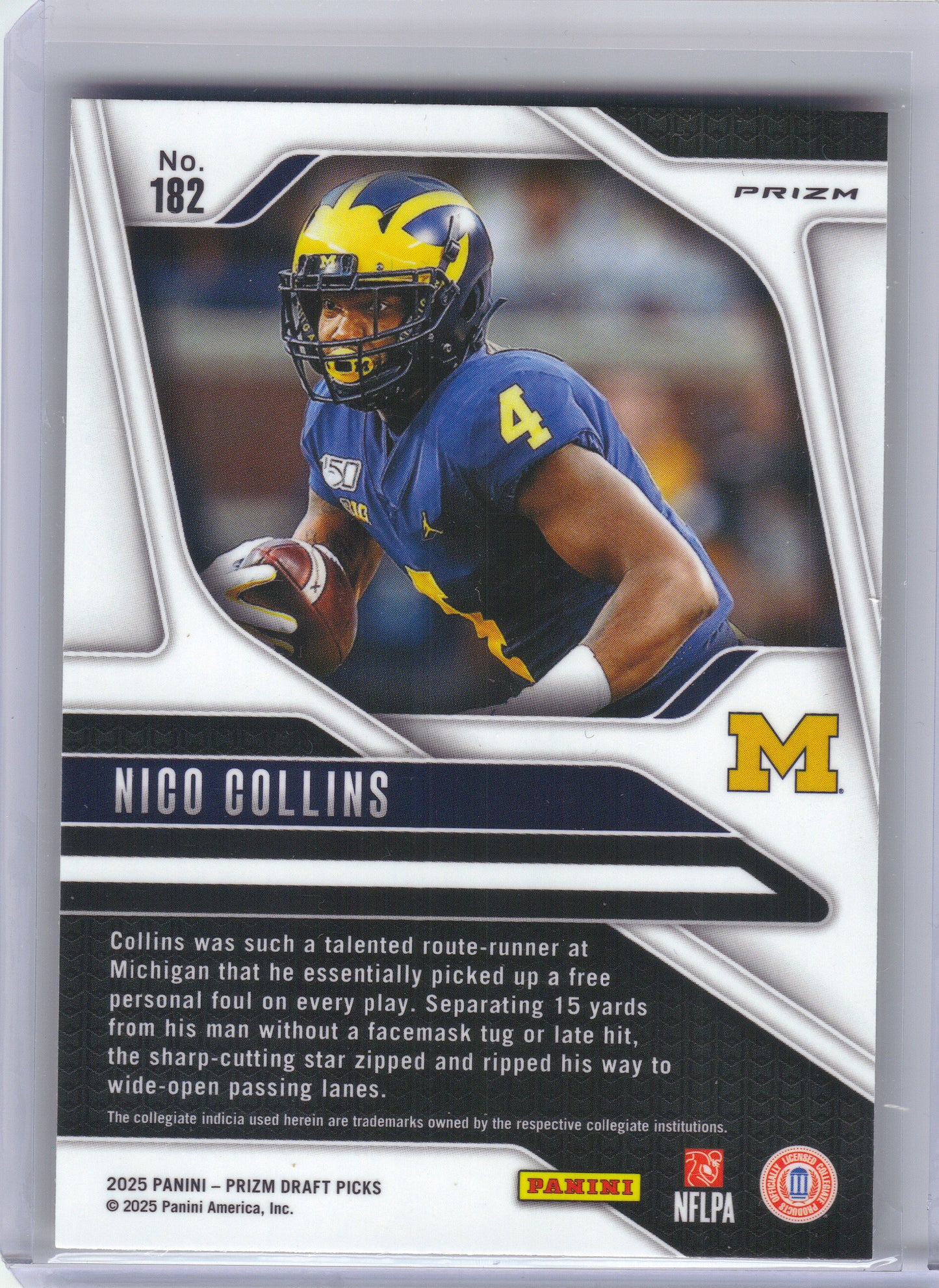 2025 Panini Prizm Draft Picks #182 Nico Collins Prizms Gold Ice Michigan Wolverines