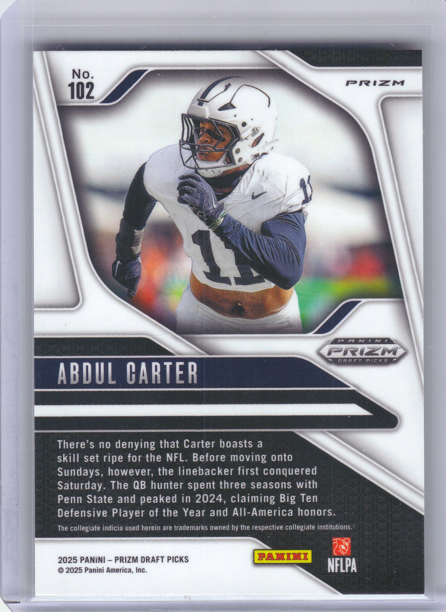 2025 Panini Prizm Draft Picks #102 Abdul Carter Prizms Gold Ice Penn State Nittany Lions