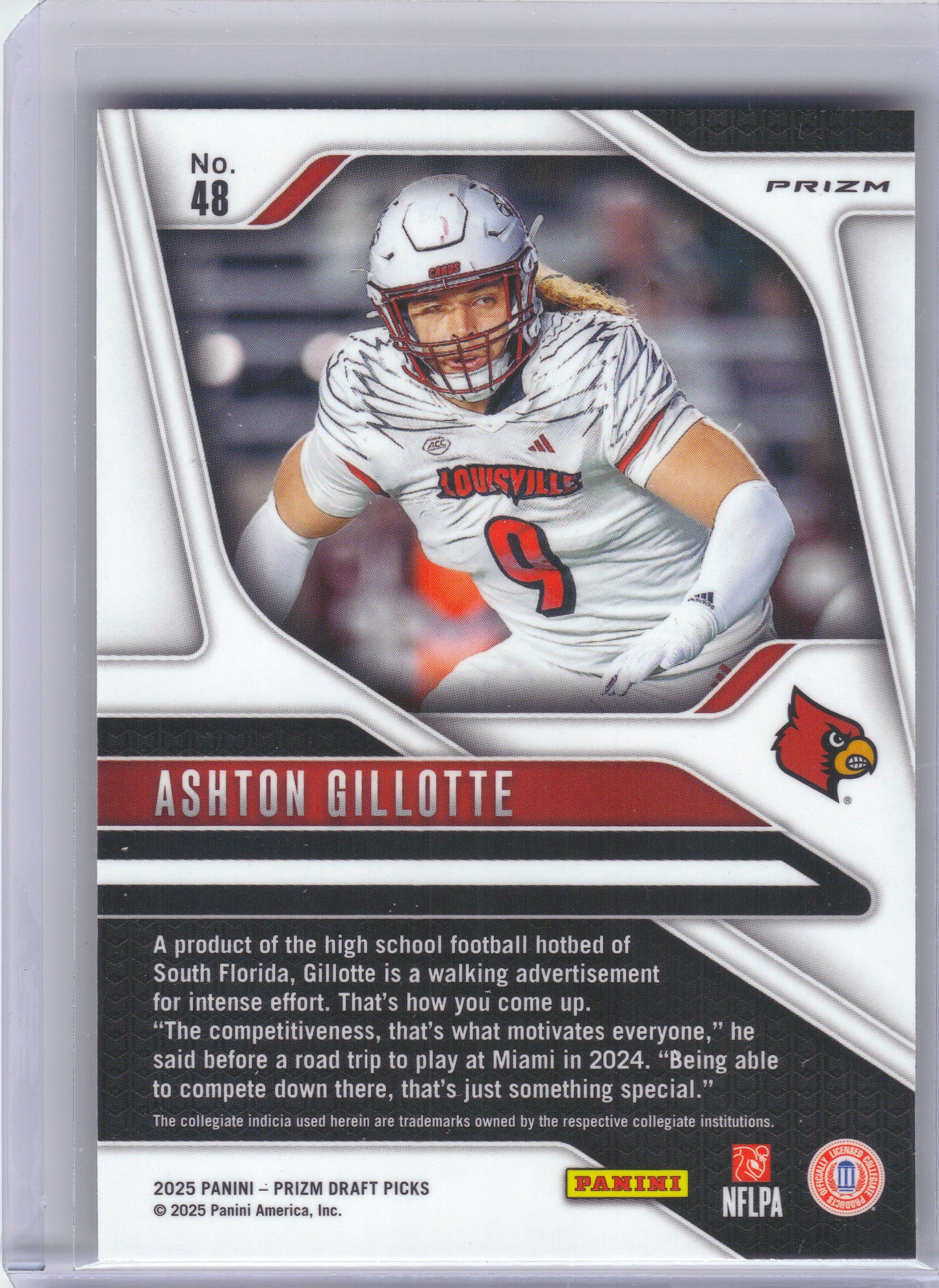 2025 Panini Prizm Draft Picks #48 Ashton Gillotte Prizms Gold Ice Louisville Cardinals