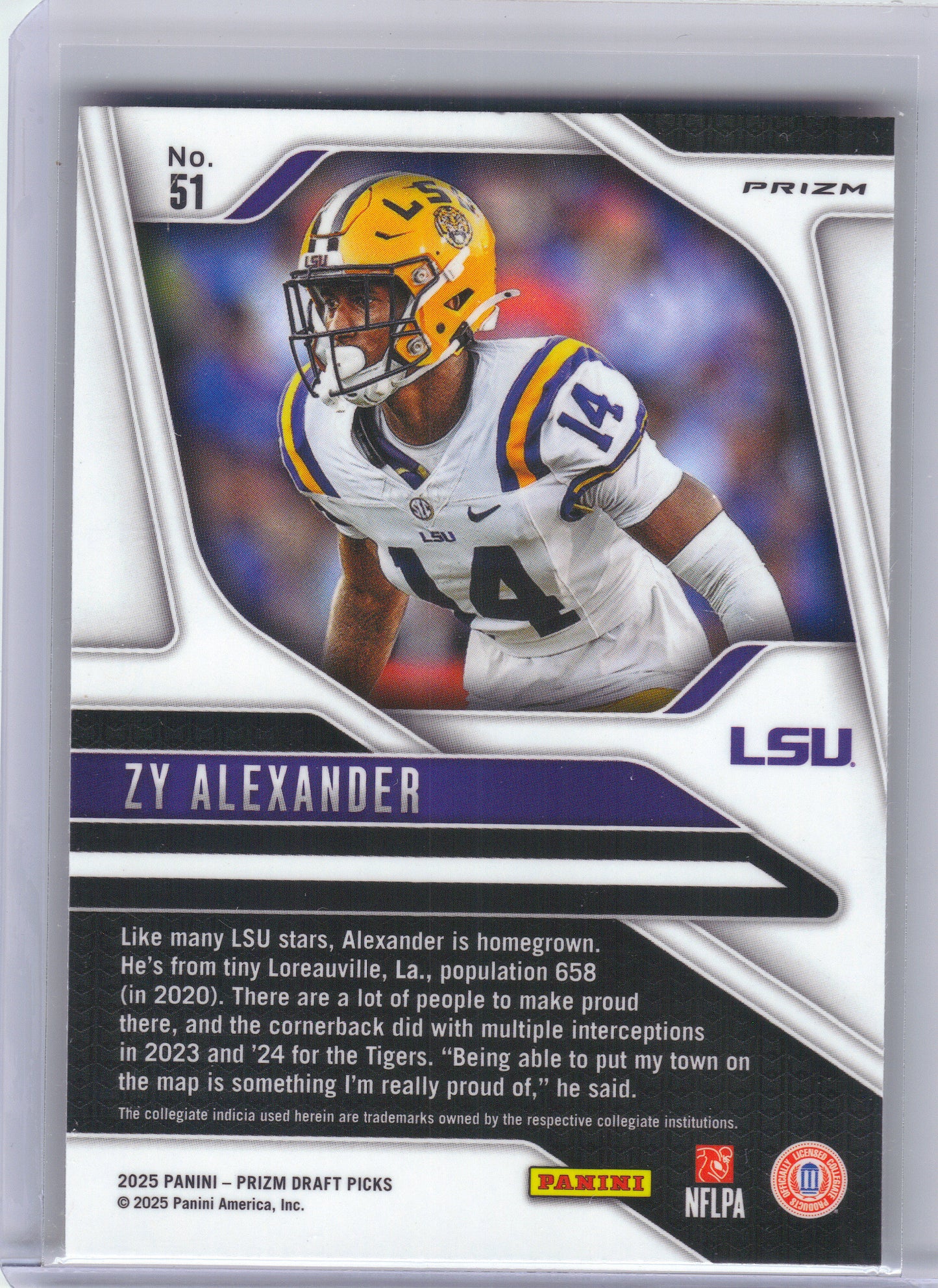 2025 Panini Prizm Draft Picks #51 Zy Alexander Prizms Gold Ice LSU Tigers