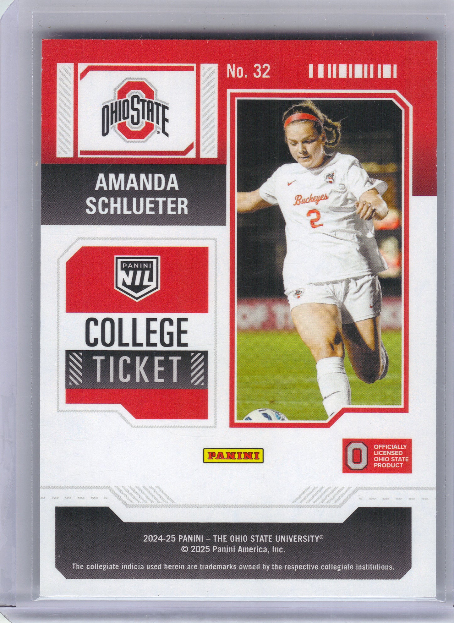 2025 Panini Ohio State University #32 Amanda Schlueter Diamond Plate Ohio State Buckeyes