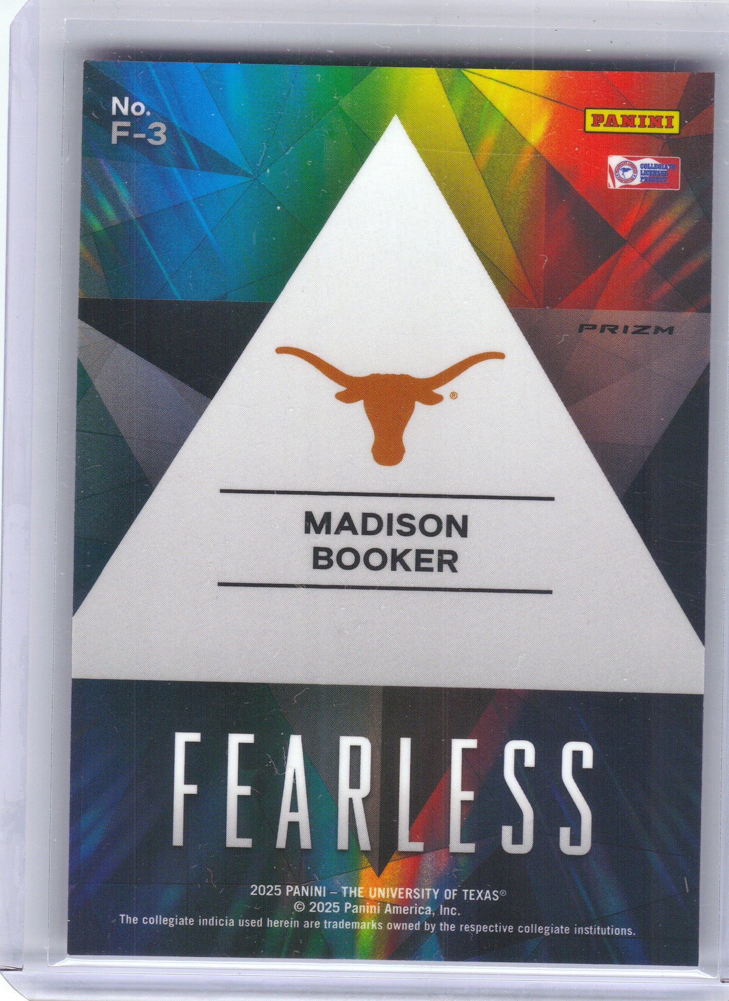 2025 Panini NIL Texas Longhorns #F-3 Madison Booker Fearless Texas Longhorns Camo Shimmer