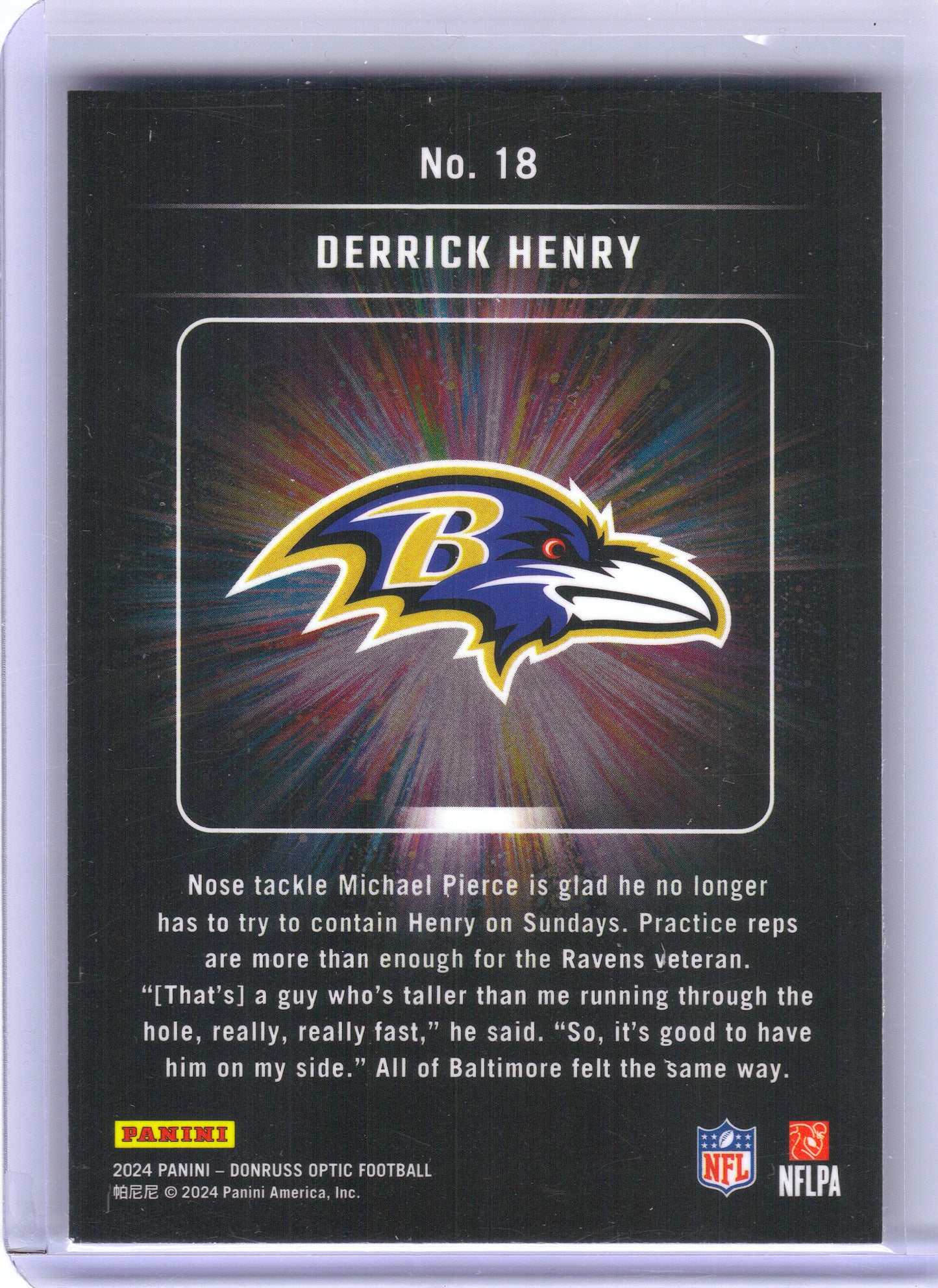 2024 Donruss Optic #18 Derrick Henry Light It Up Baltimore Ravens