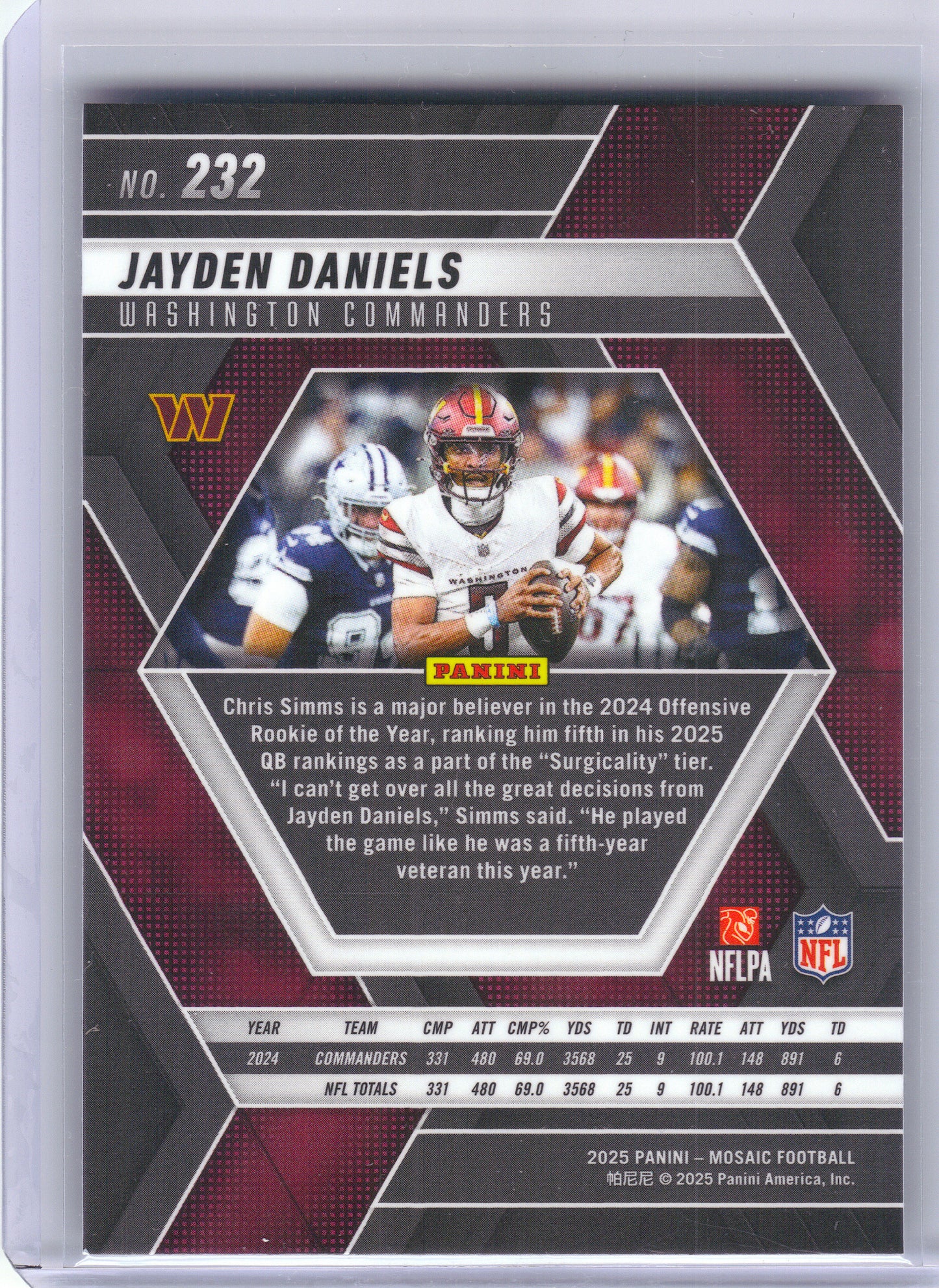 2025 Panini Mosaic #232 Jayden Daniels Washington Commanders