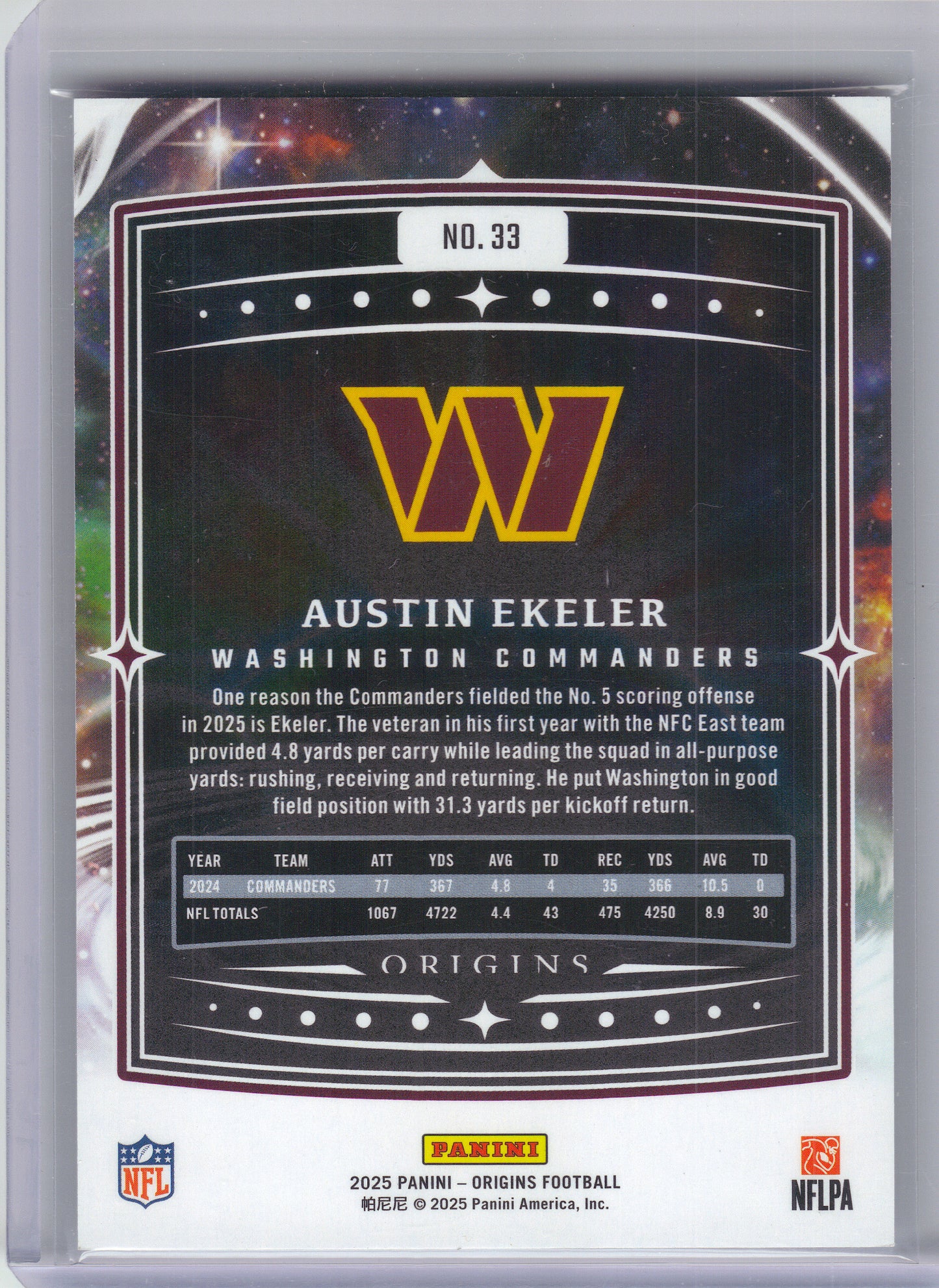 2025 Panini Origins #33 Austin Ekeler Washington Commanders