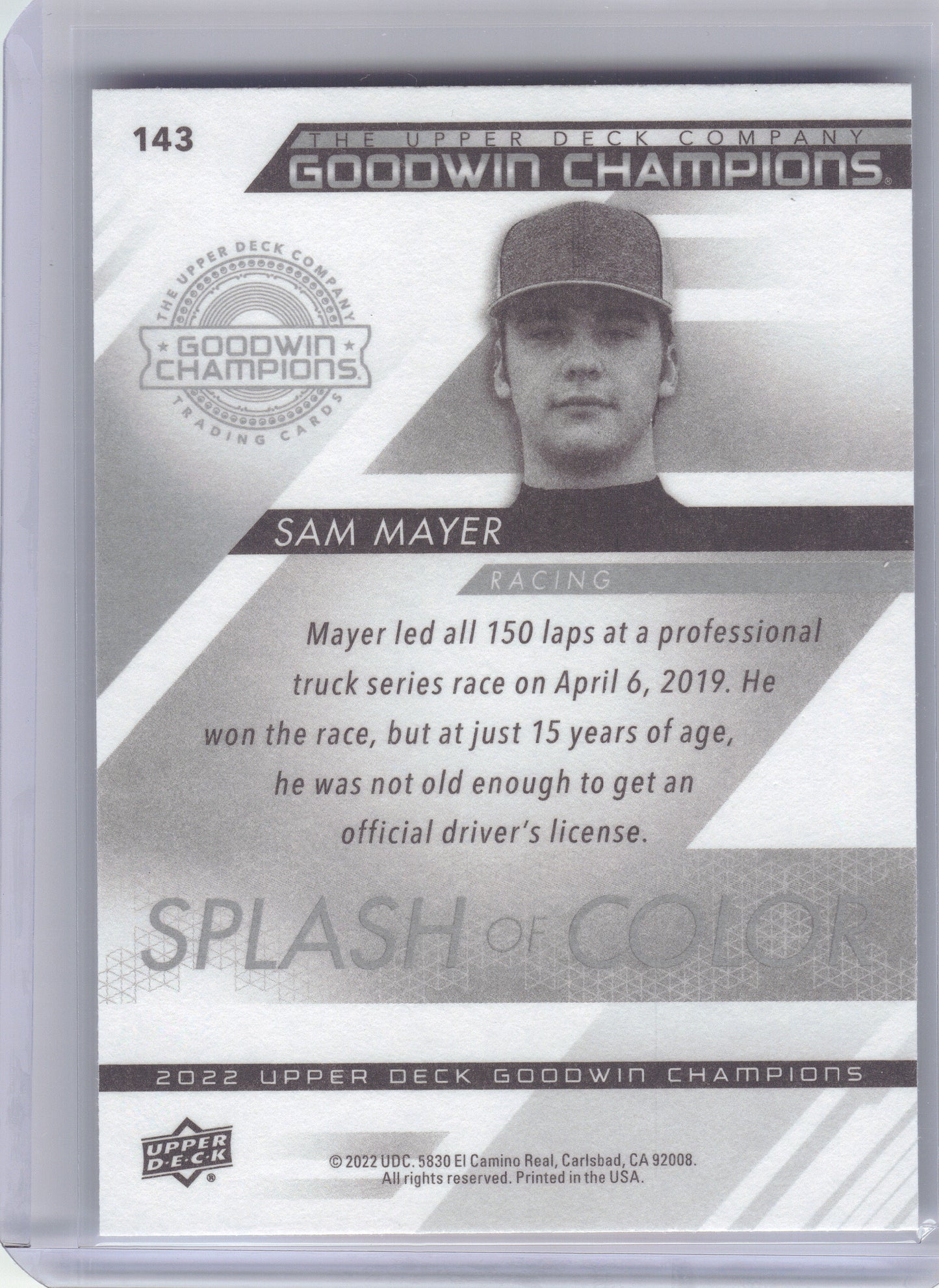 2022 Upper Deck Goodwin Champions #143 Sam Mayer