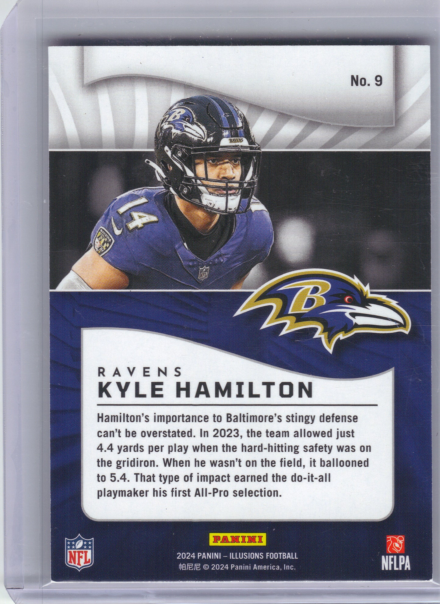 2024 Panini Illusions #9 Kyle Hamilton Cubic Trophy Collection #/399 Baltimore Ravens SN