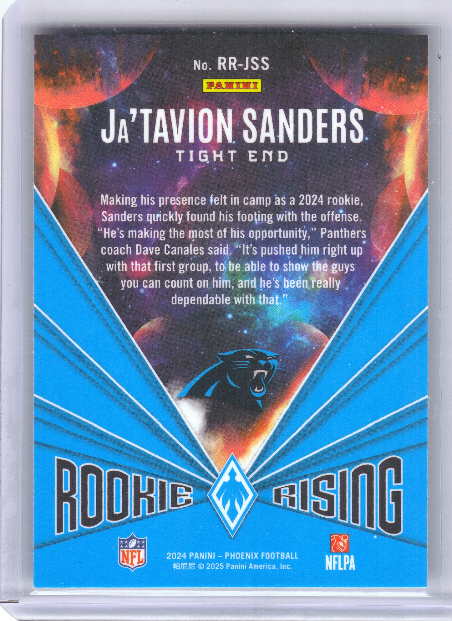 2024 Panini Phoenix #RR-JSS Ja'Tavion Sanders Rookie Rising Carolina Panthers