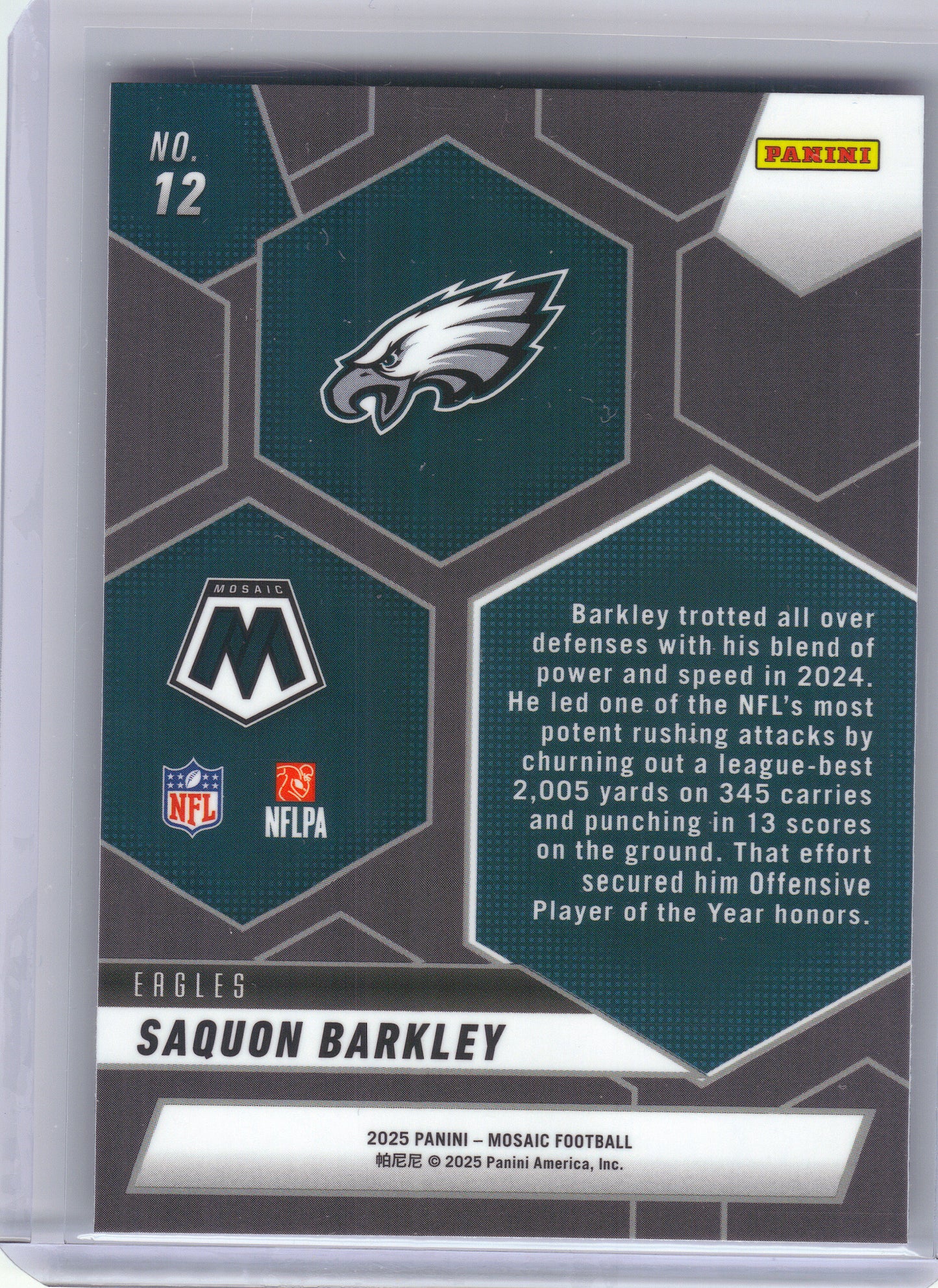 2025 Panini Mosaic #12 Saquon Barkley Montage Philadelphia Eagles
