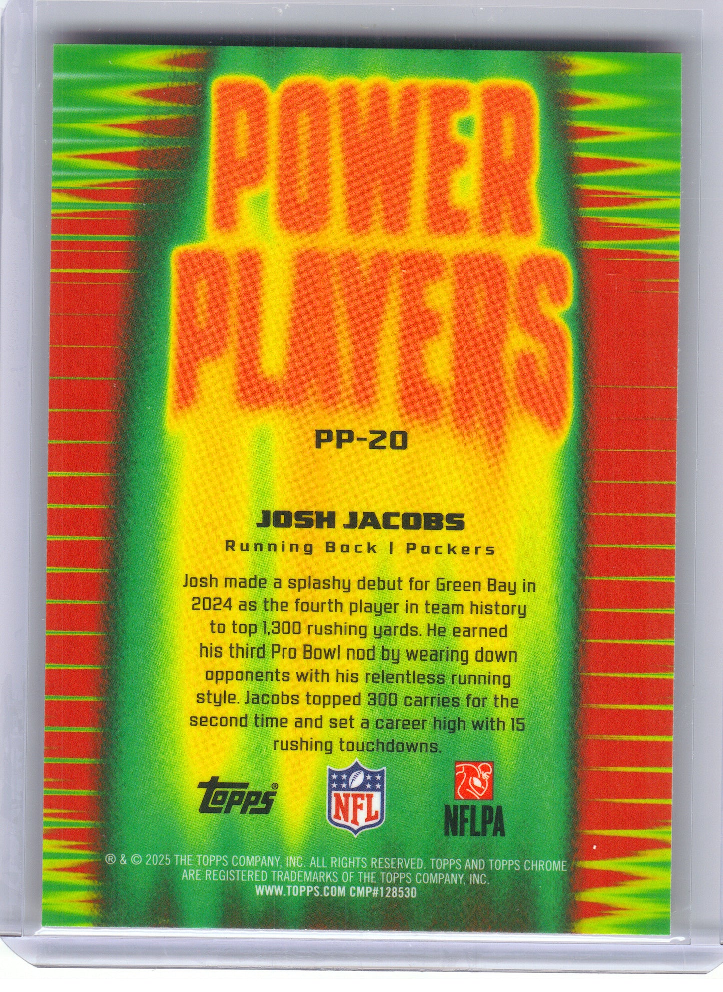 2025 Topps Chrome #PP-20 Josh Jacobs Power Players Green Bay Packers