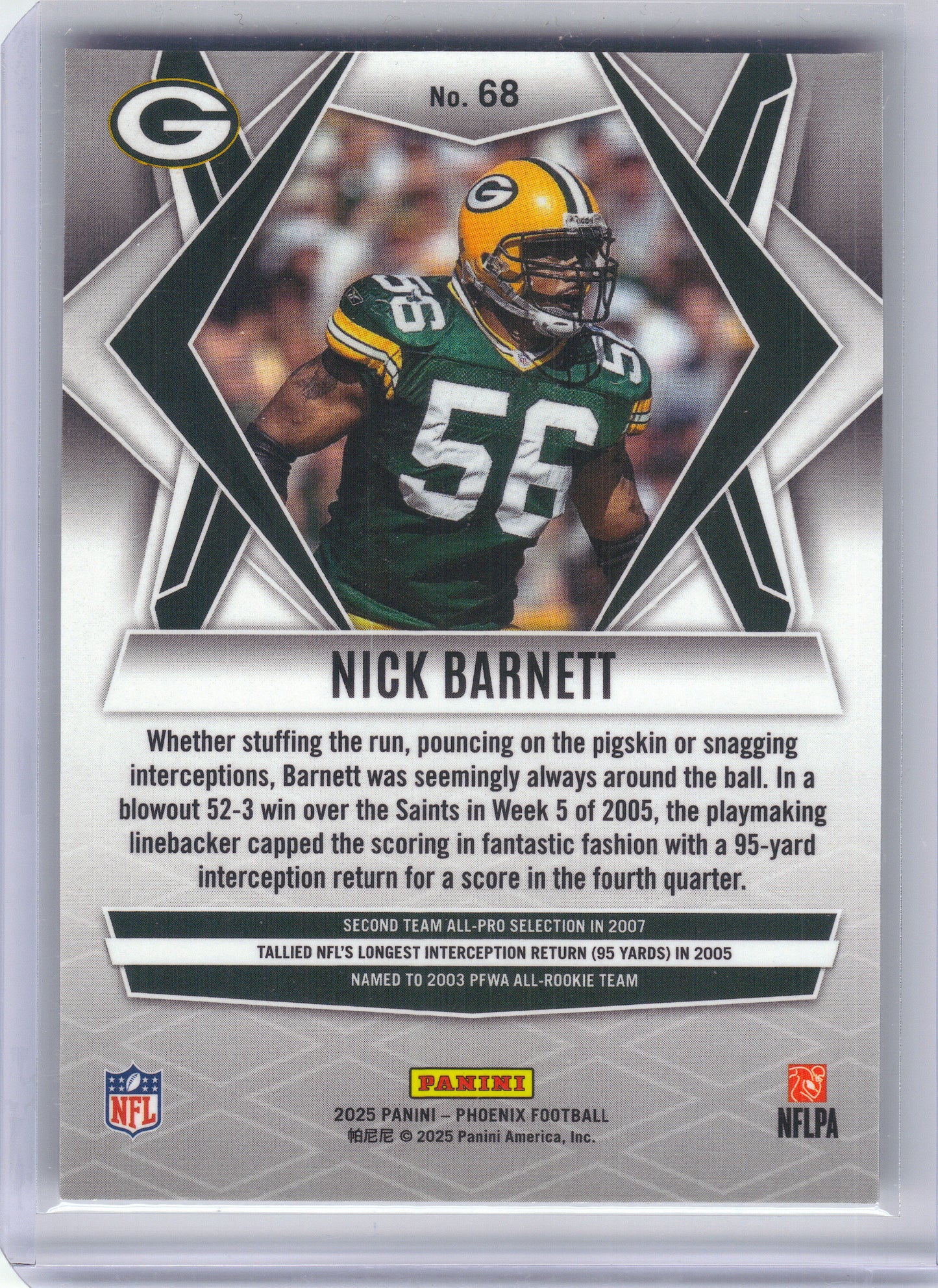 2025 Panini Phoenix #68 Nick Barnett Green Bay Packers