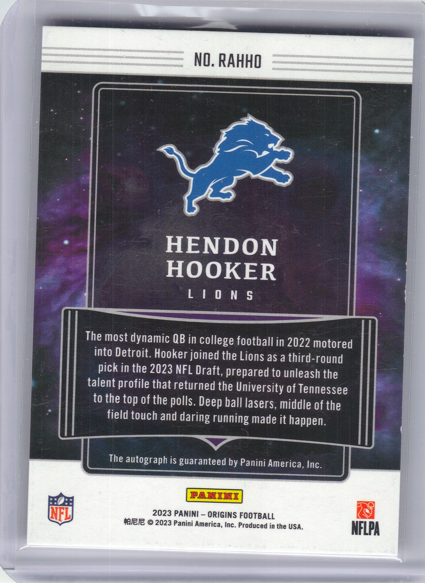 2023 Panini Origins #RAHHO Hendon Hooker Rookie Autographs Red #/99 Detroit Lions SN,AU