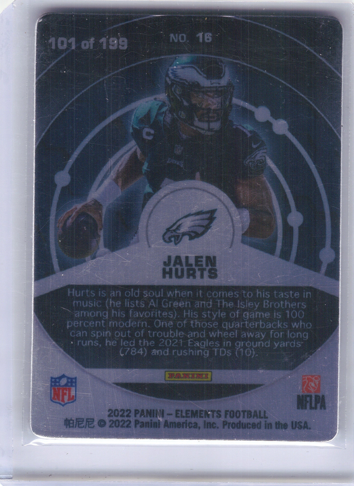 2022 Panini Elements #16 Jalen Hurts #/199 Philadelphia Eagles SN