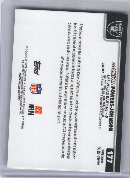2025 Topps Chrome #177 Jackson Powers-Johnson Hot Pink X-Fractor Las Vegas Raiders