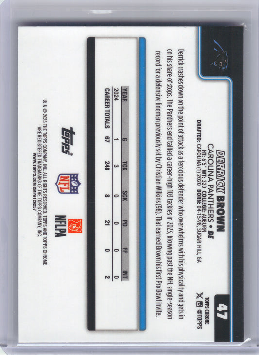 2025 Topps Chrome #47 Derrick Brown Prism Refractor Carolina Panthers
