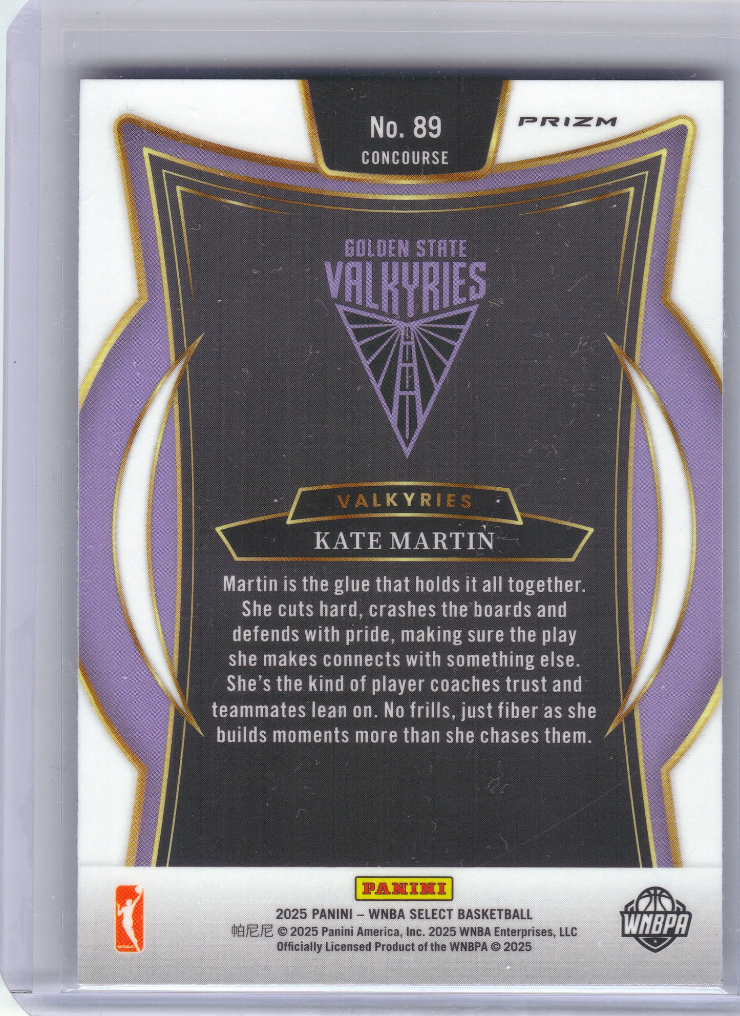 2025 Panini Select WNBA #89 Kate Martin Silver Prizms Golden State Valkyries