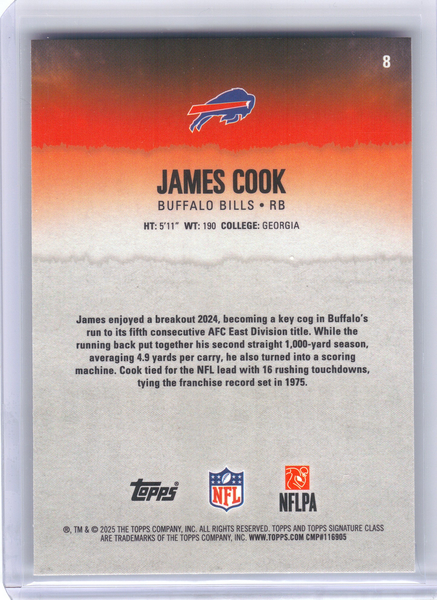 2025 Topps Signature Class #8 James Cook Chrome Buffalo Bills