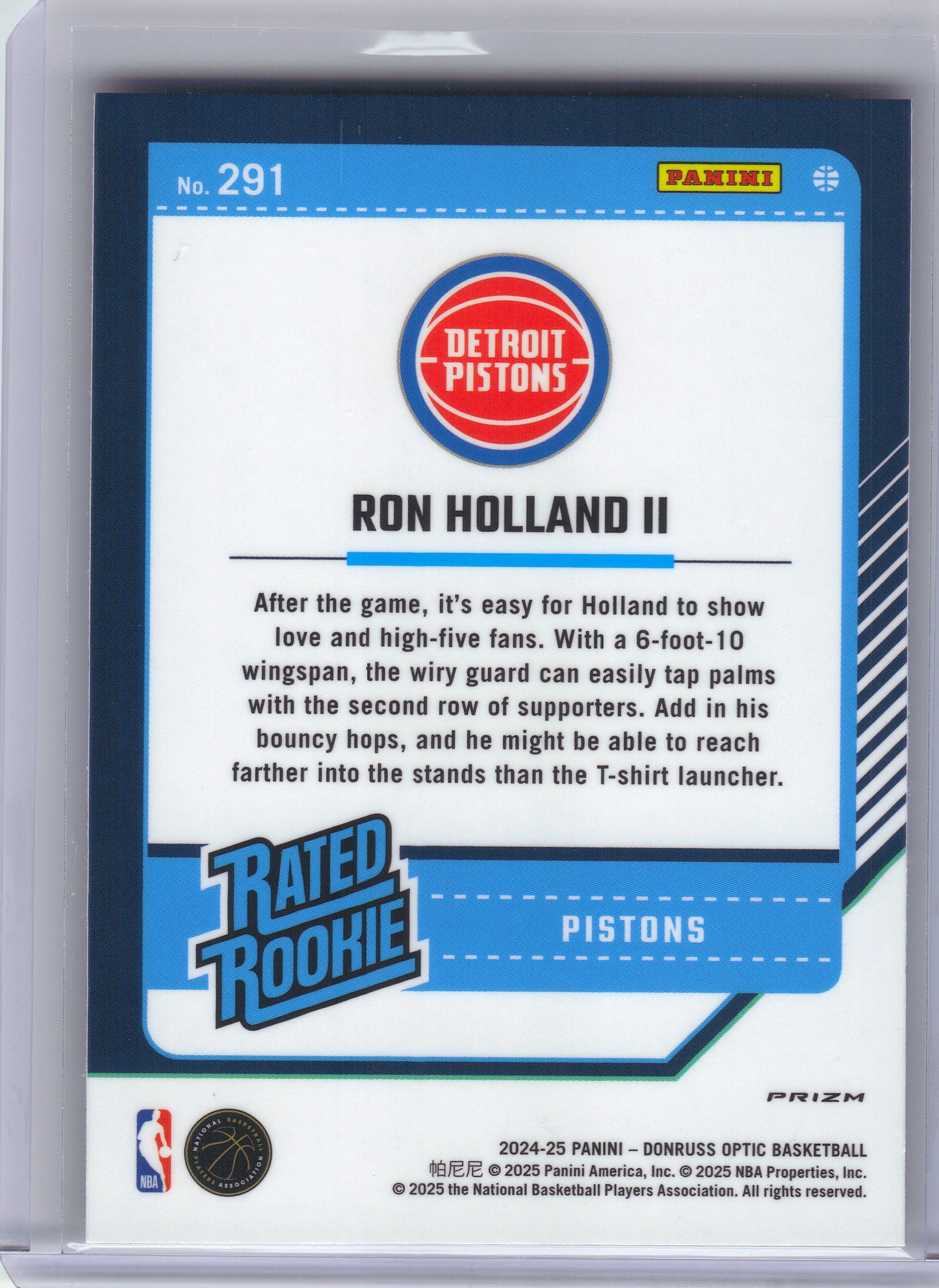 2024-25 Donruss Optic #291 Ron Holland II Red International Detroit Pistons Rookie