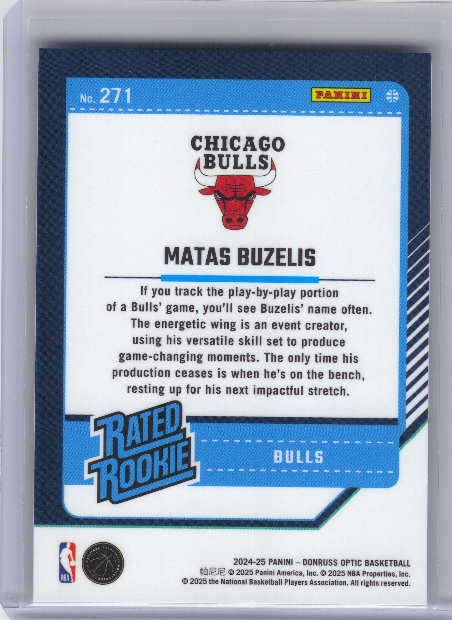 2024-25 Donruss Optic #271 Matas Buzelis Chicago Bulls Rookie