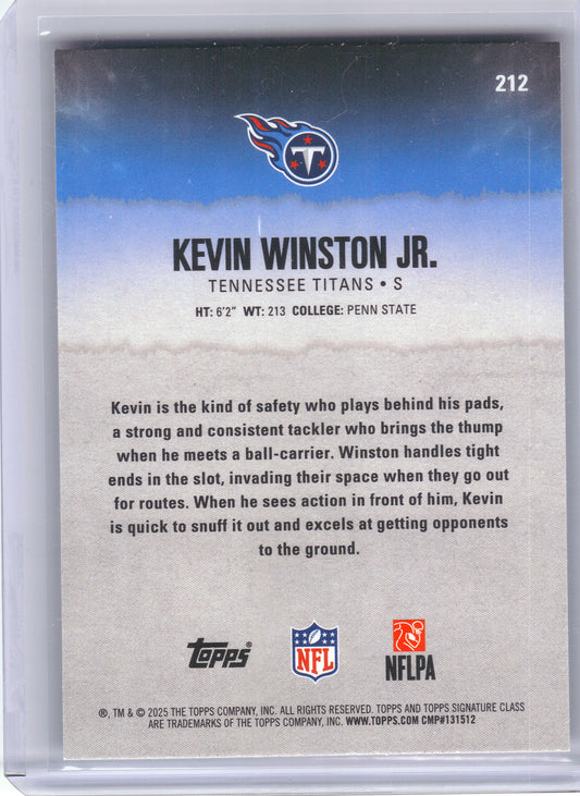 2025 Topps Signature Class #212 Kevin Winston Jr. Red & Black Tennessee Titans Rookie