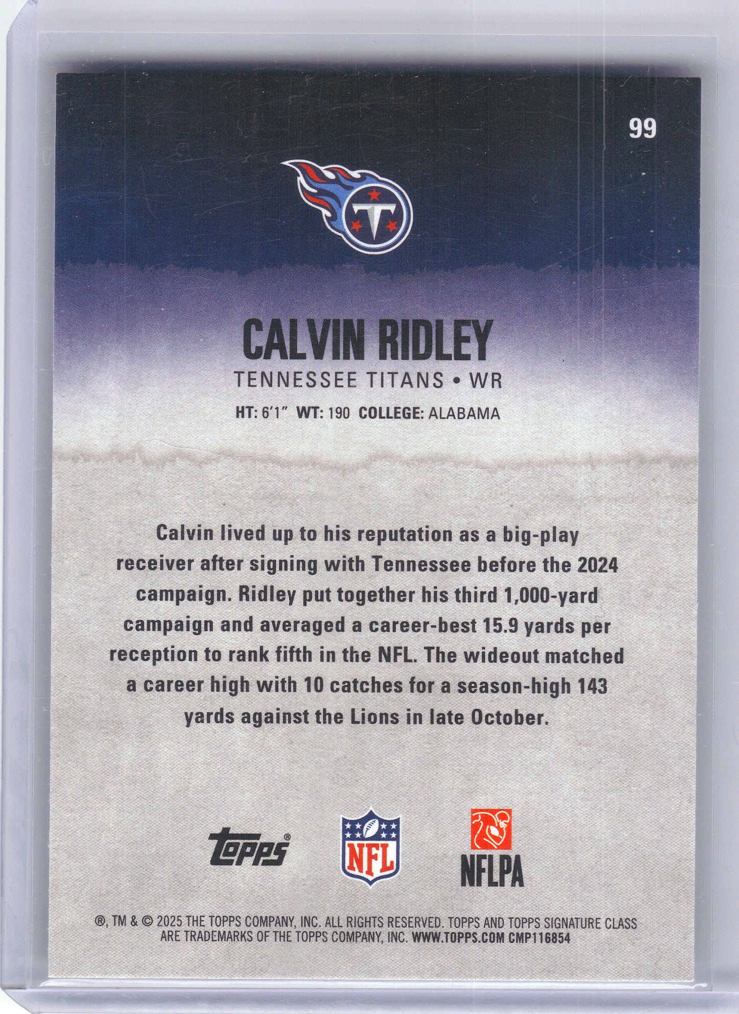 2025 Topps Signature Class #99 Calvin Ridley Tennessee Titans