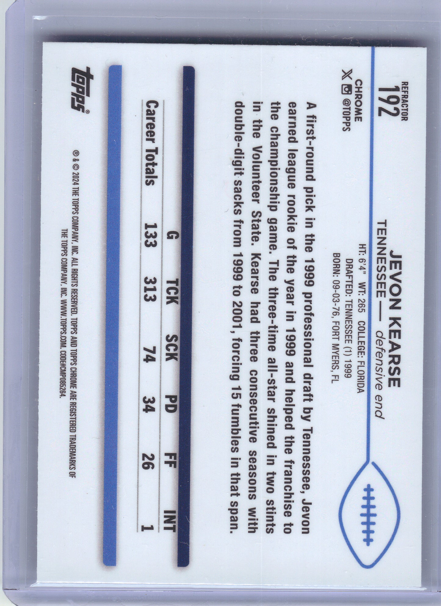 2024 Topps Chrome #192 Jevon Kearse Refractor Tennessee Titans