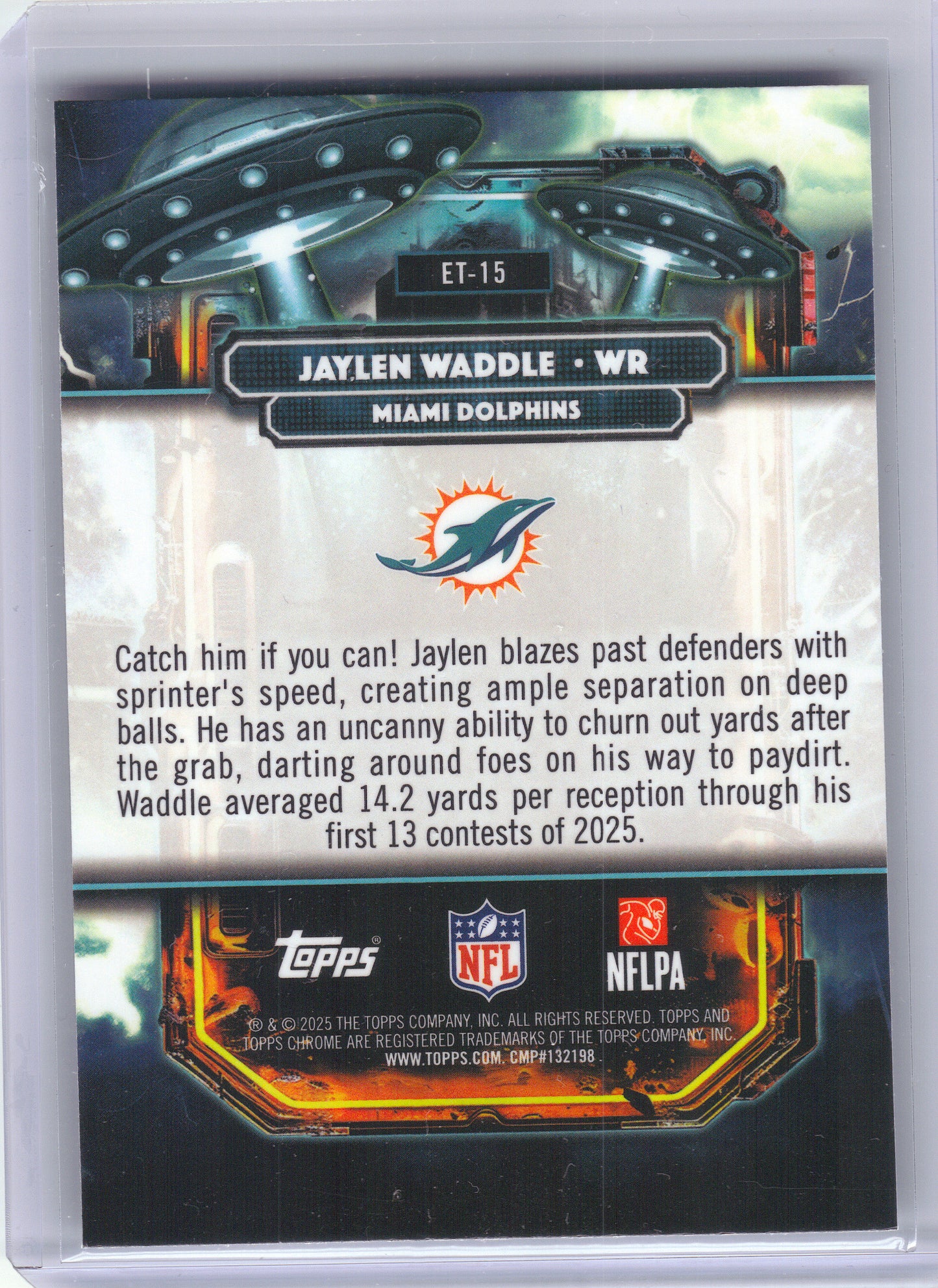 2025 Topps Chrome Cosmic #ET-15 Jaylen Waddle Extraterrestrial Talent Miami Dolphins