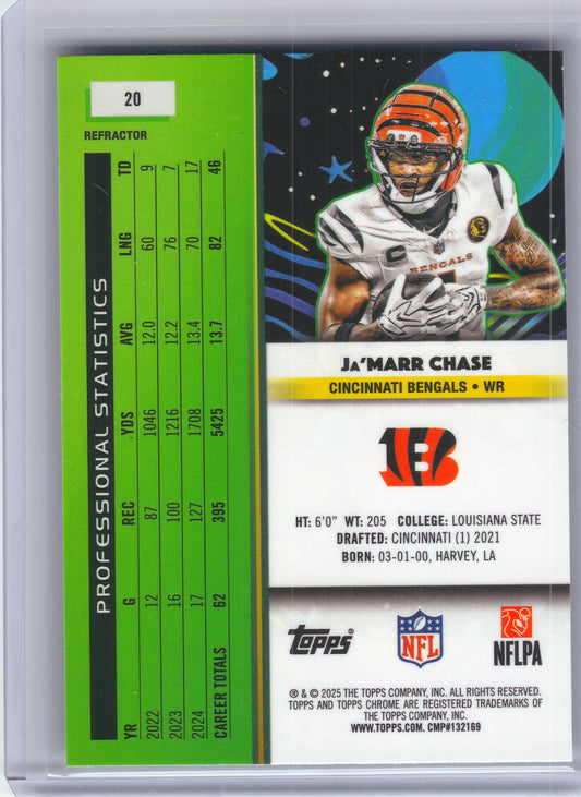 2025 Topps Chrome Cosmic #20 Ja'Marr Chase Refractor Cincinnati Bengals