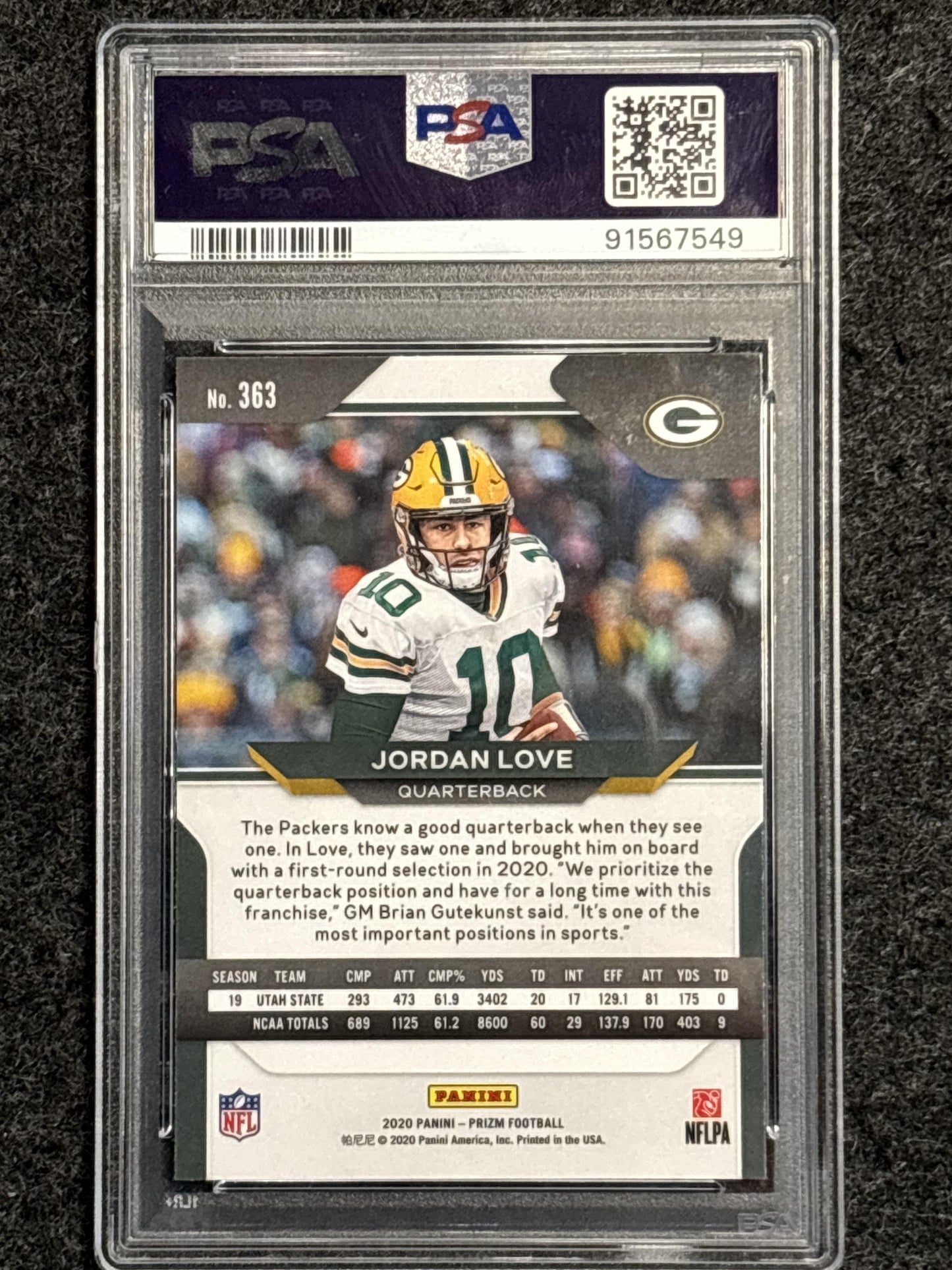 2020 Panini Prizm #363 Jordan Love PSA 10 Green Bay Packers Rookie